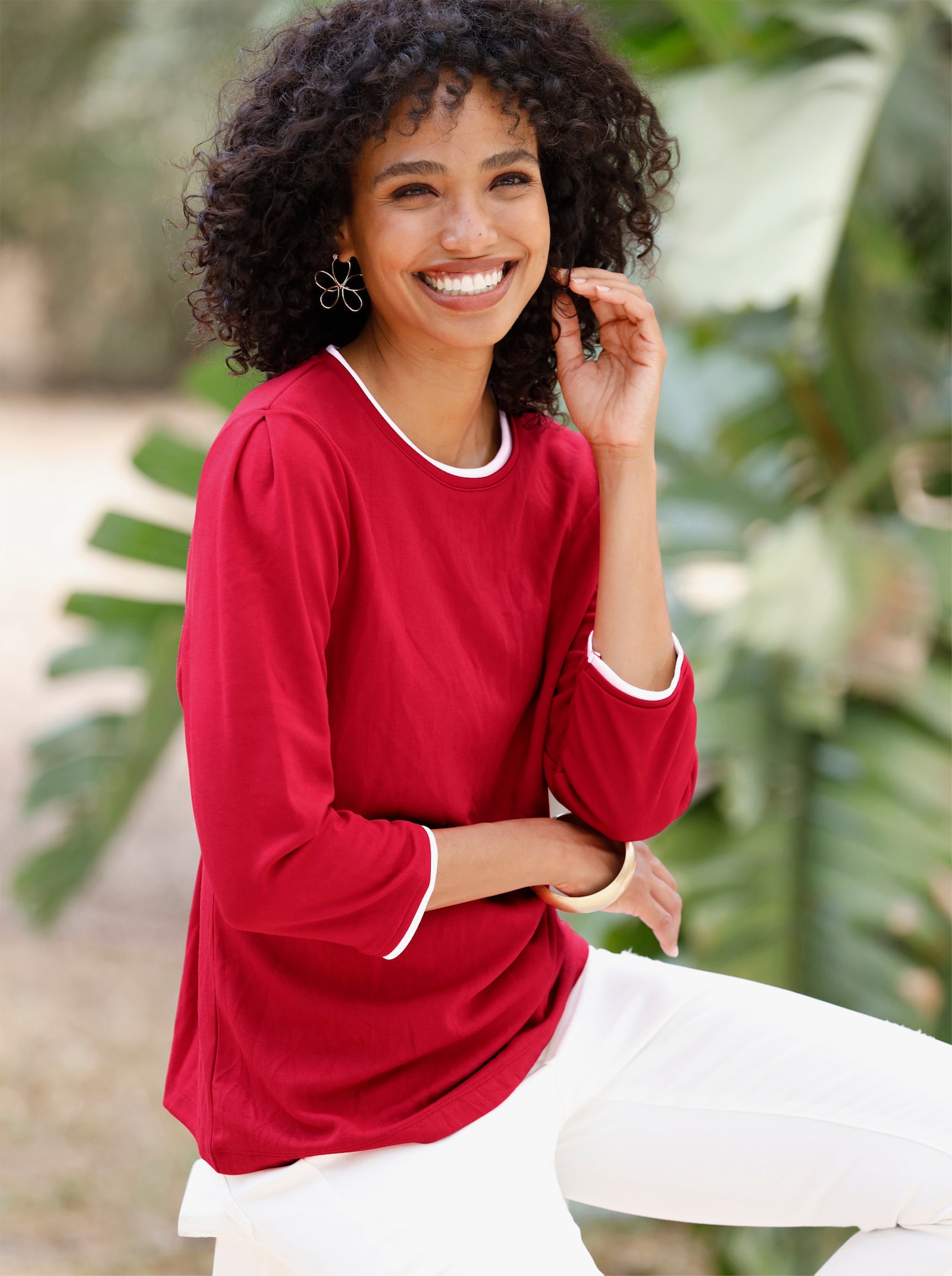 heine Langarmshirt mit Kontrast-Details - rot
