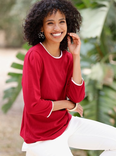heine Langarmshirt mit Kontrast-Details - rot