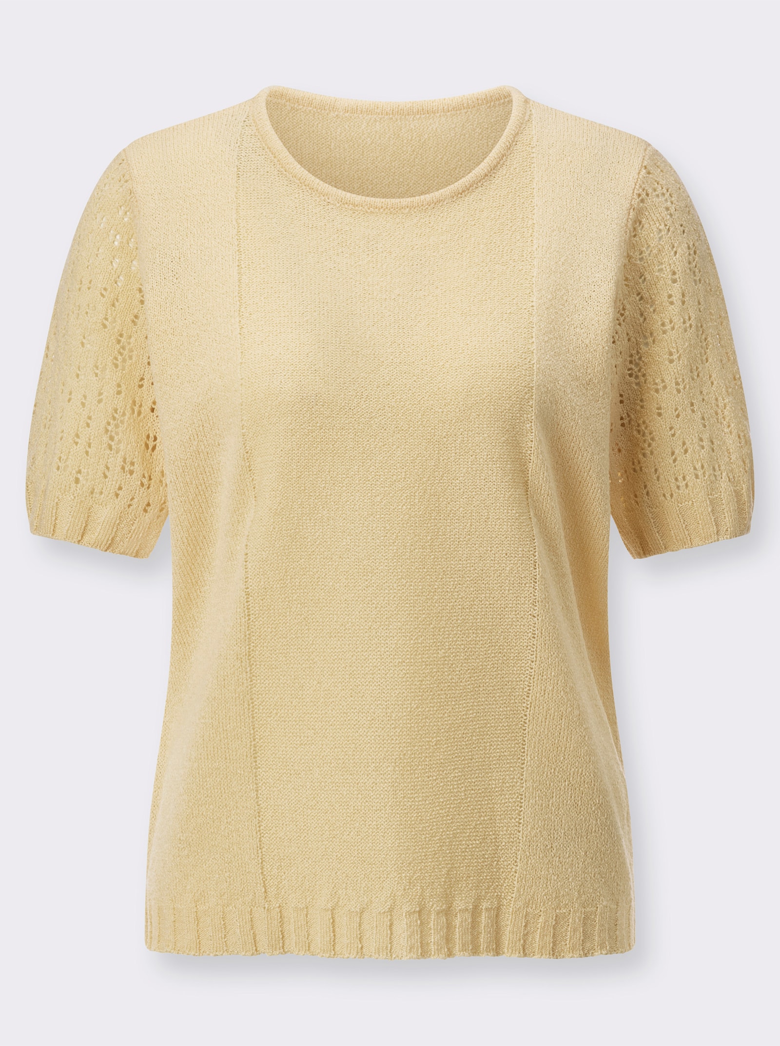 Pulóver z buklé s ažúr.vzor. na rukáv. - vanilková