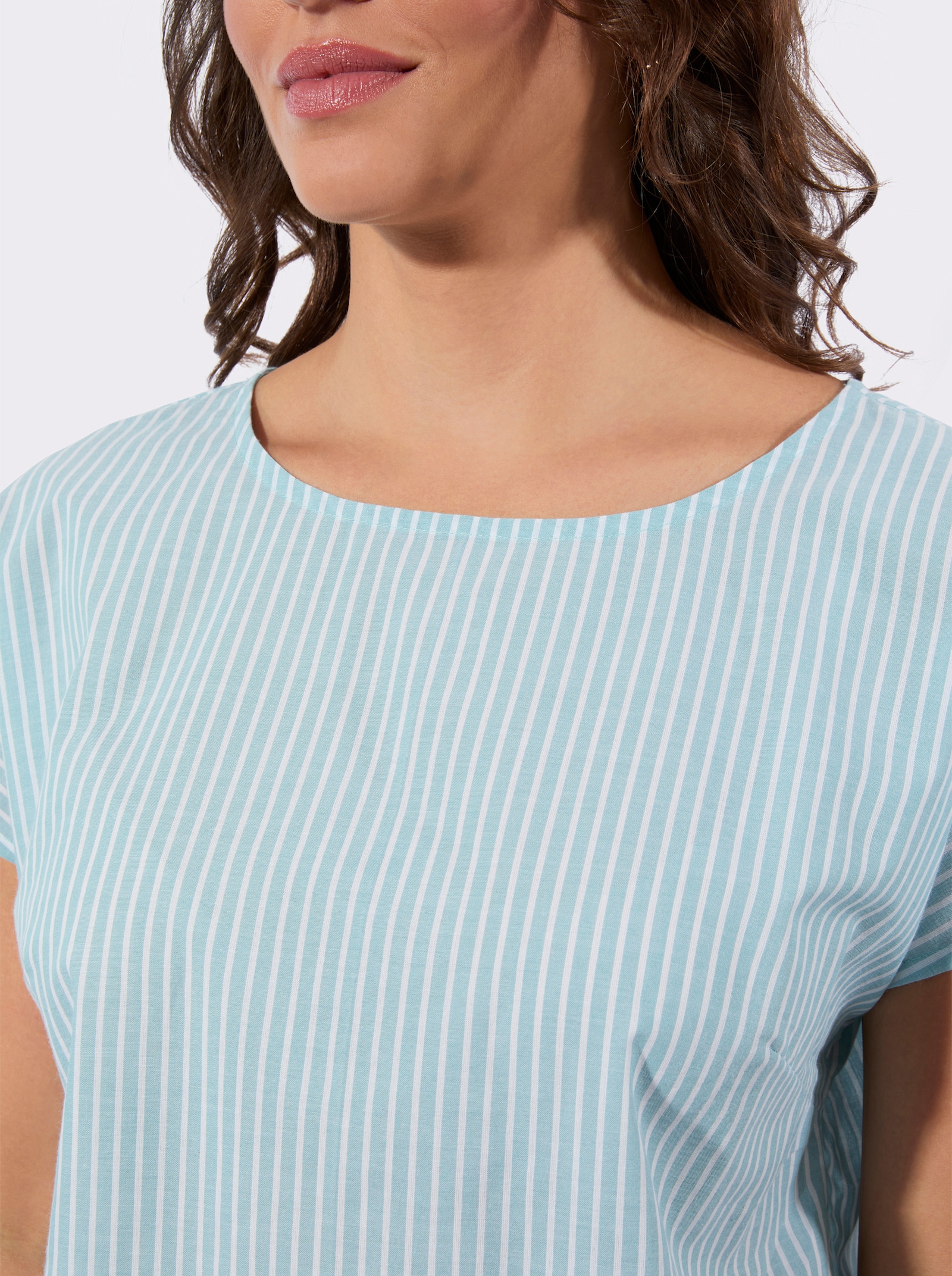 Gestreifte Bluse in Schlupfform - ozean-weiß-gestreift