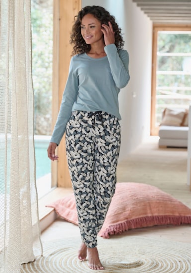 Vivance Dreams Pyjama - grau-blau schwarz gemustert