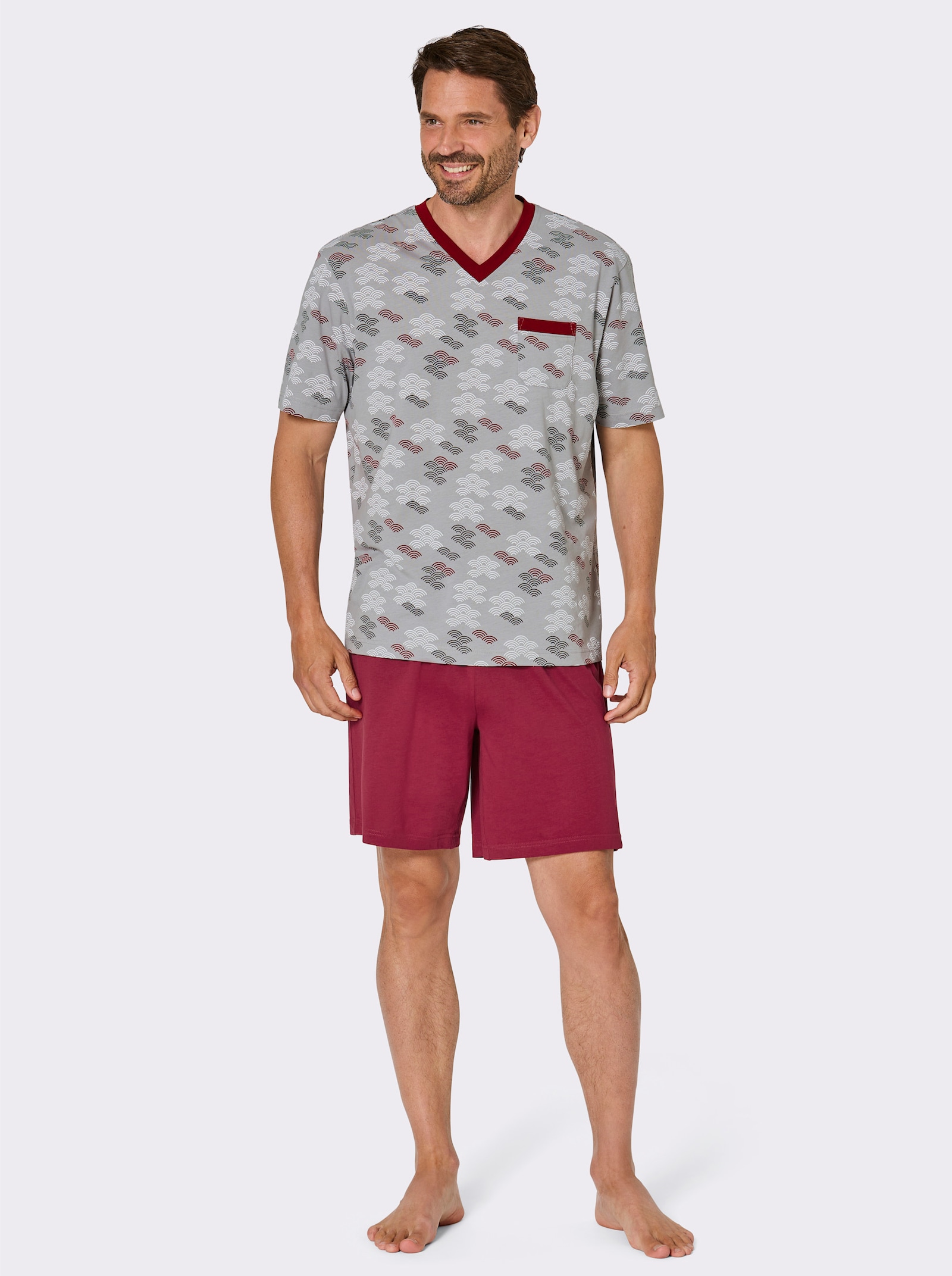 wäschepur men Shorty's - grijs + donkerrood