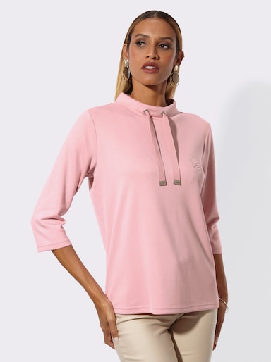 Sweatshirt mit Stehkragen - hortensie-sand-bedruckt