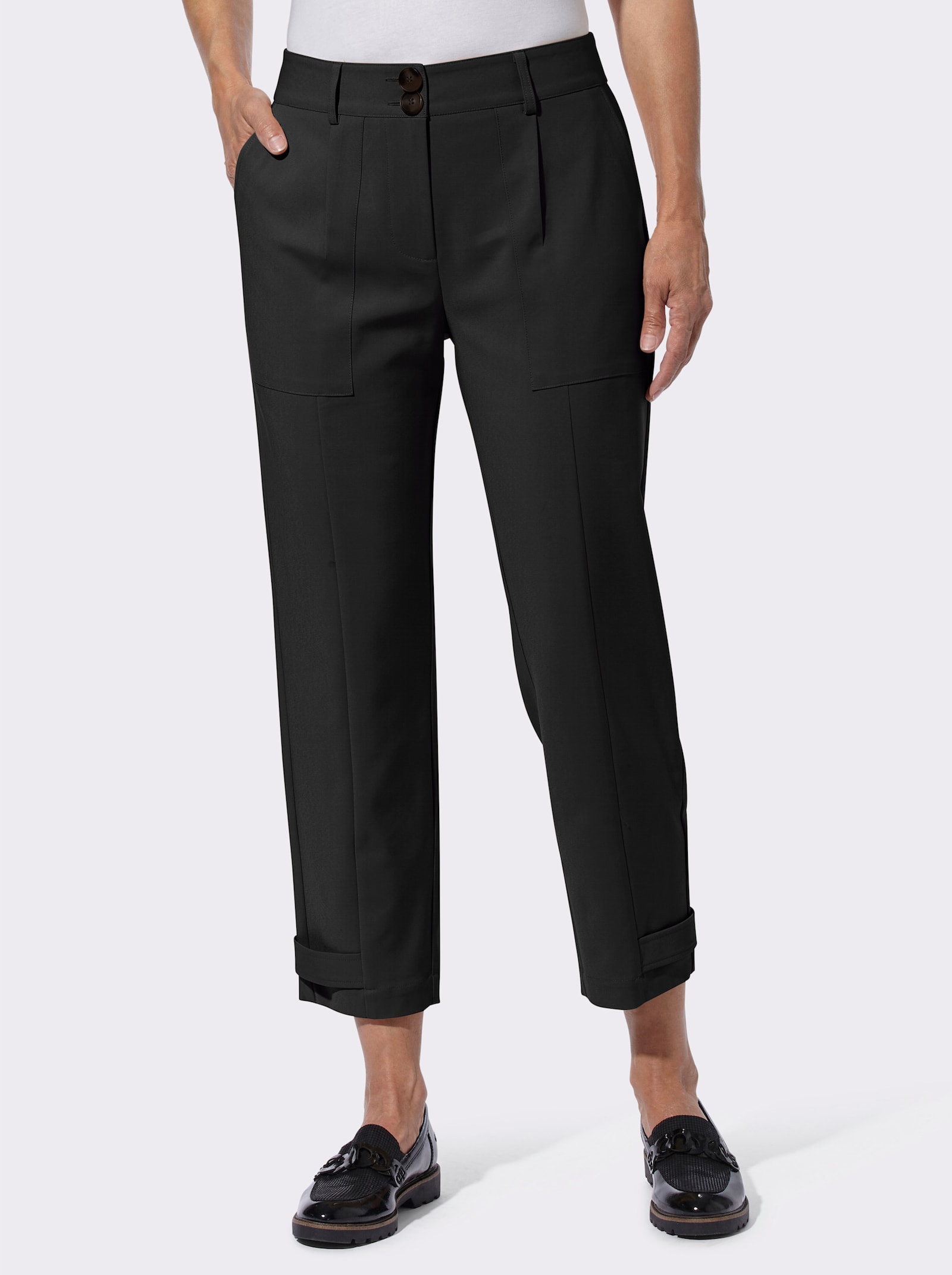 7/8-Hose mit weitenregulierbarem Saum - schwarz