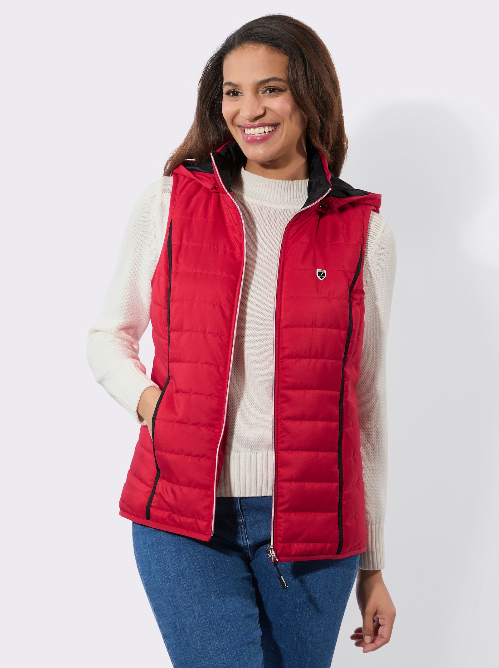 Steppweste mit abnehmbarer Kapuze - rot