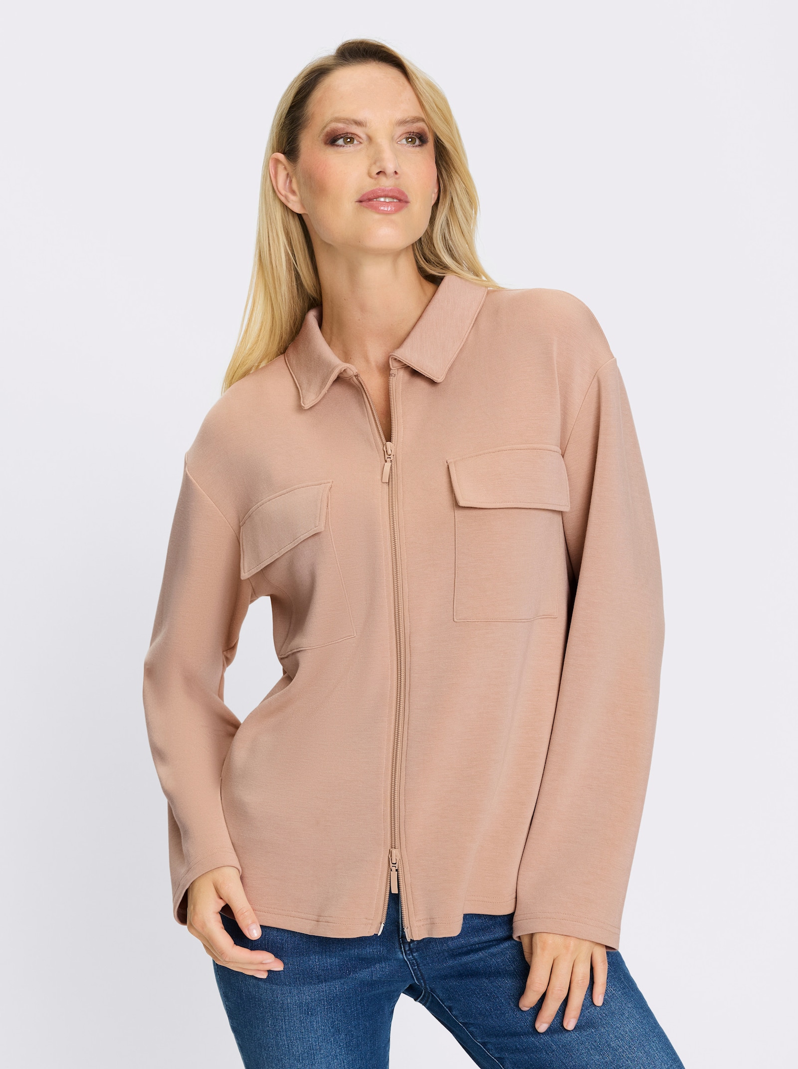 heine Shirtblazer mit 2-Wege-Zipper - beige