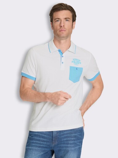 Poloshirt mit kontrastfarbigen Details - weiß