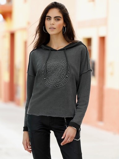 heine Kapuzensweatshirt mit Rollkanten - graphit
