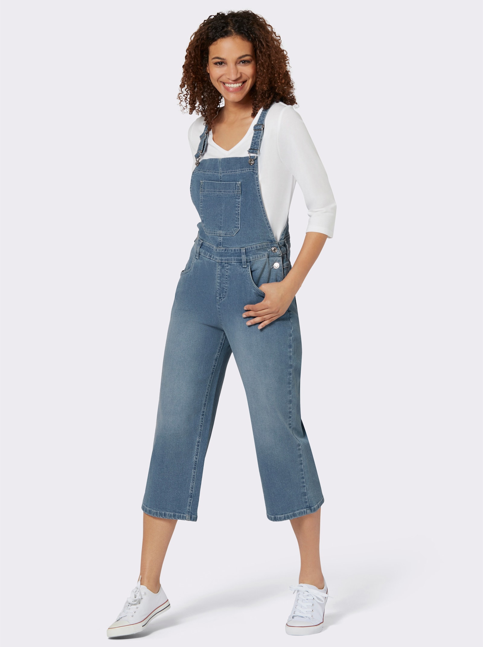 3/4 džínové lacláče - bělená modrá