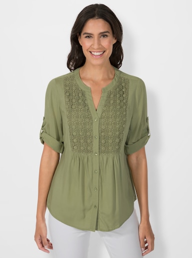 Tunika mit floraler Stickerei - schilf