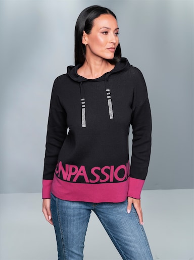 heine Long-Pullover - schwarz-fuchsia-gemustert