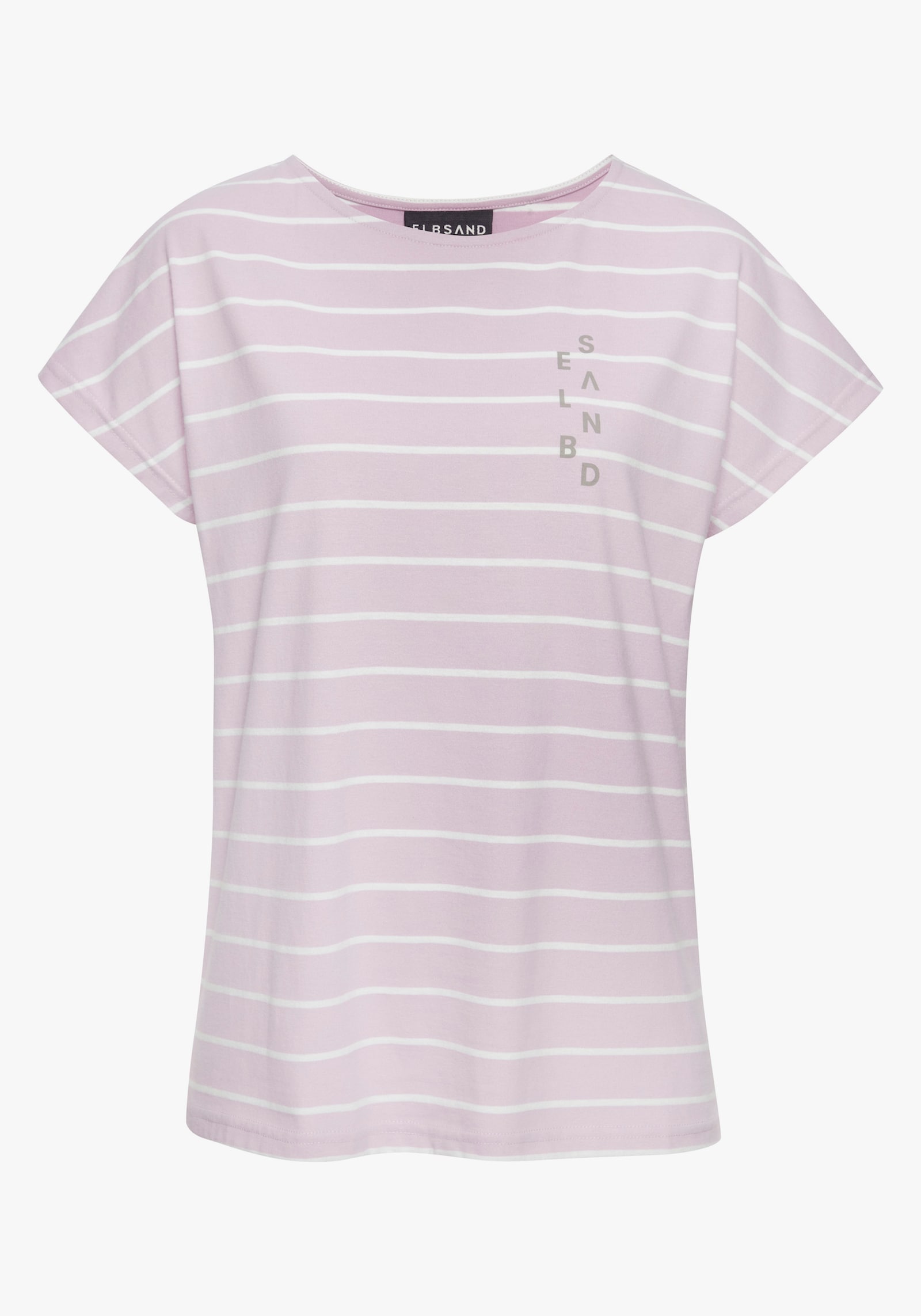 Elbsand Kurzarmshirt - rosé-weiss gestreift
