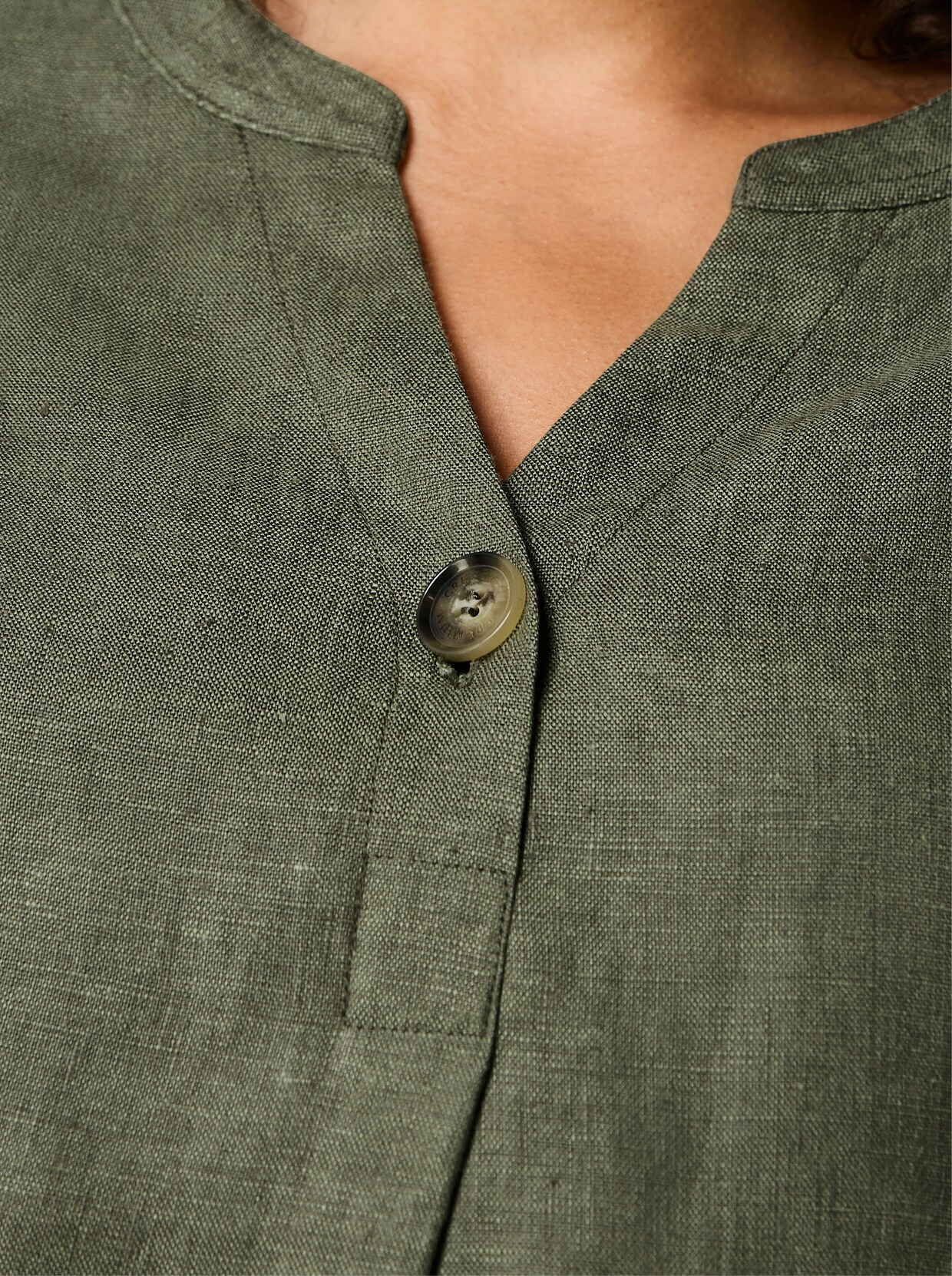 CREATION L PREMIUM Leinenbluse - khaki-meliert