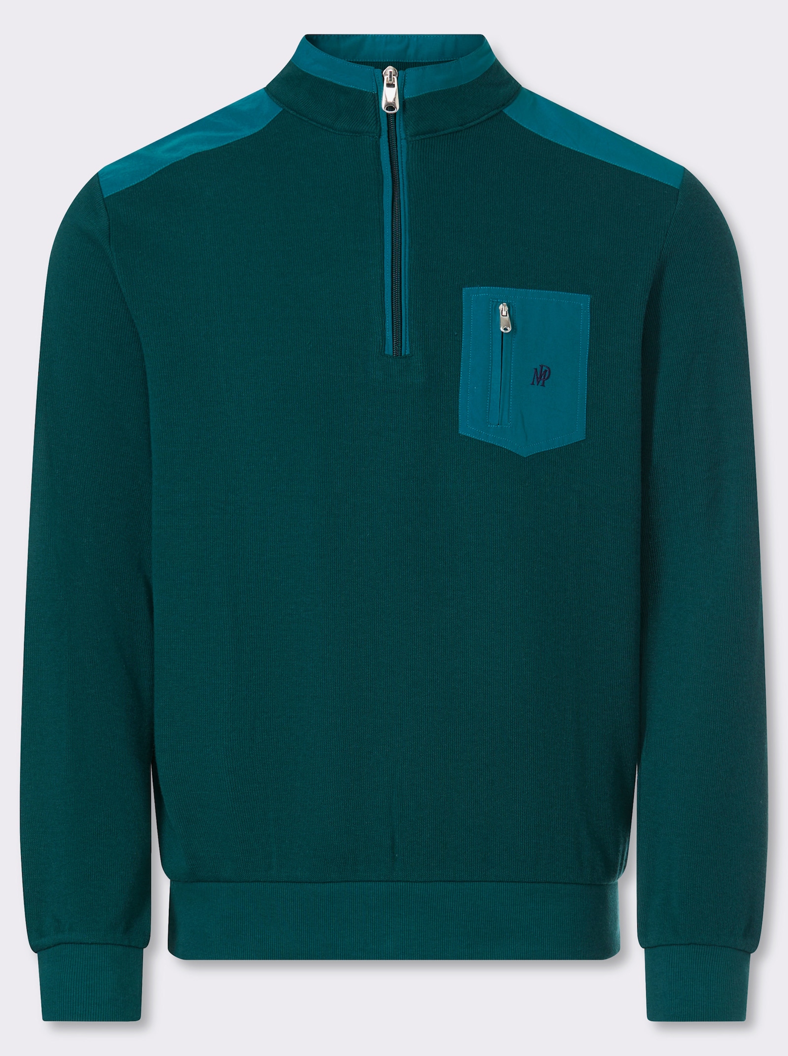 Marco Donati Sweatshirt mit grobem Ripp-Muster, Baumwolle - petrol