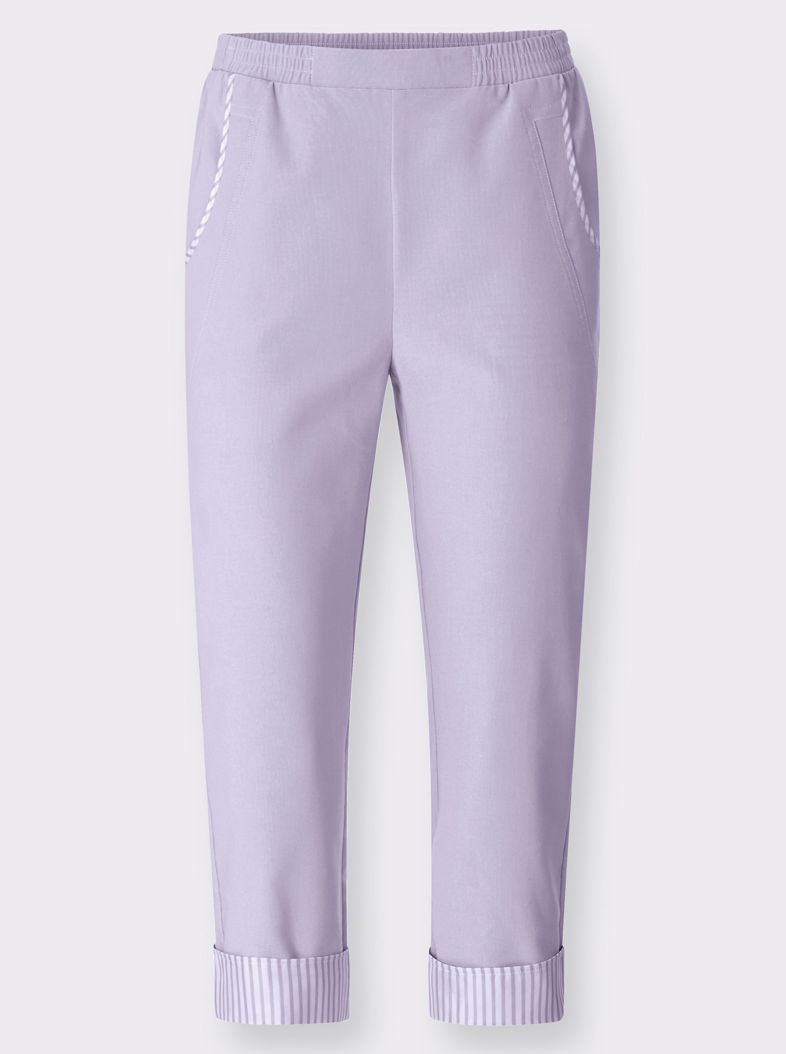 Capribroek met contraststrepen - lila