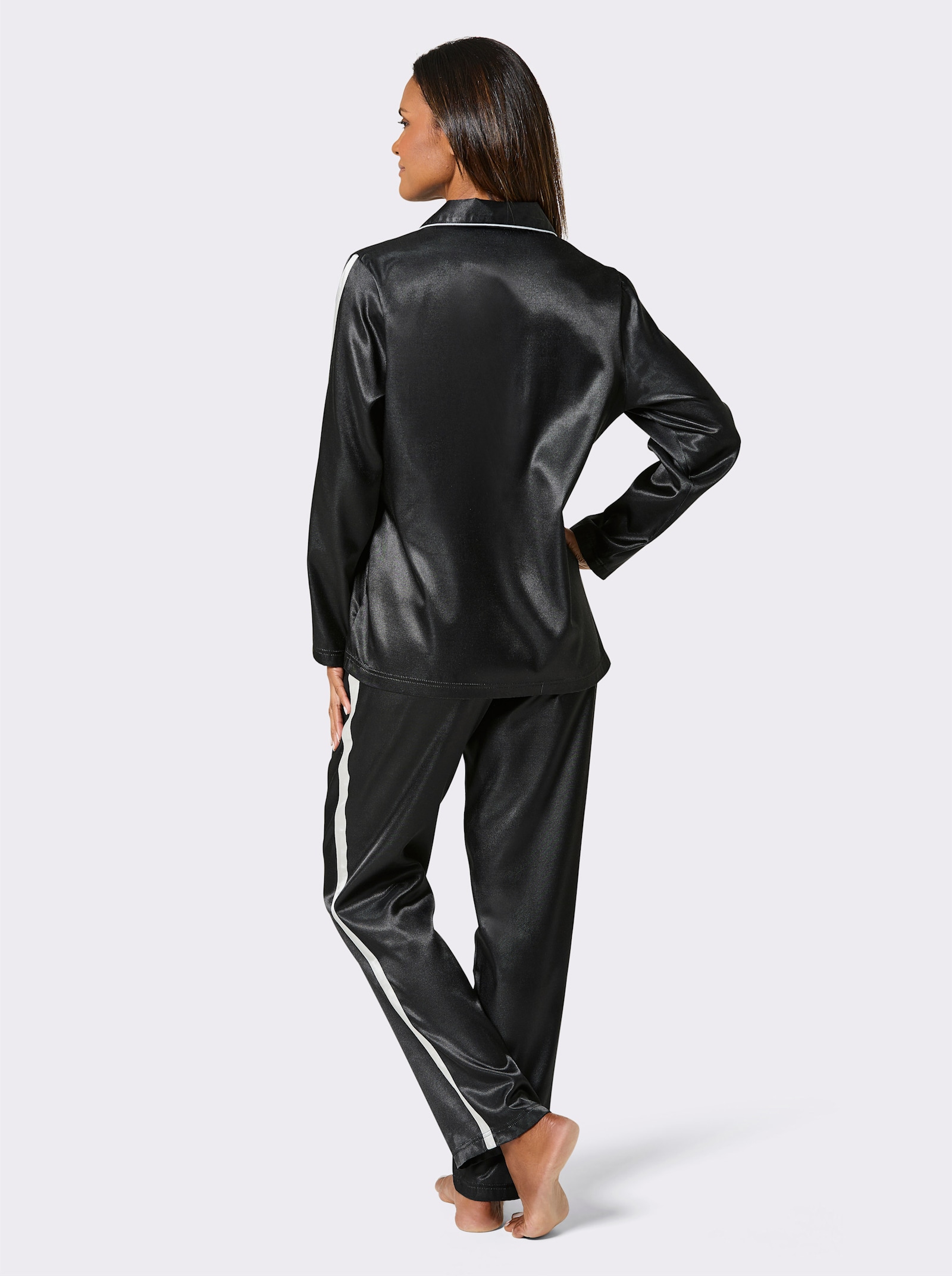 wäschepur Pyjama mit Galonstreifen - schwarz-weiß