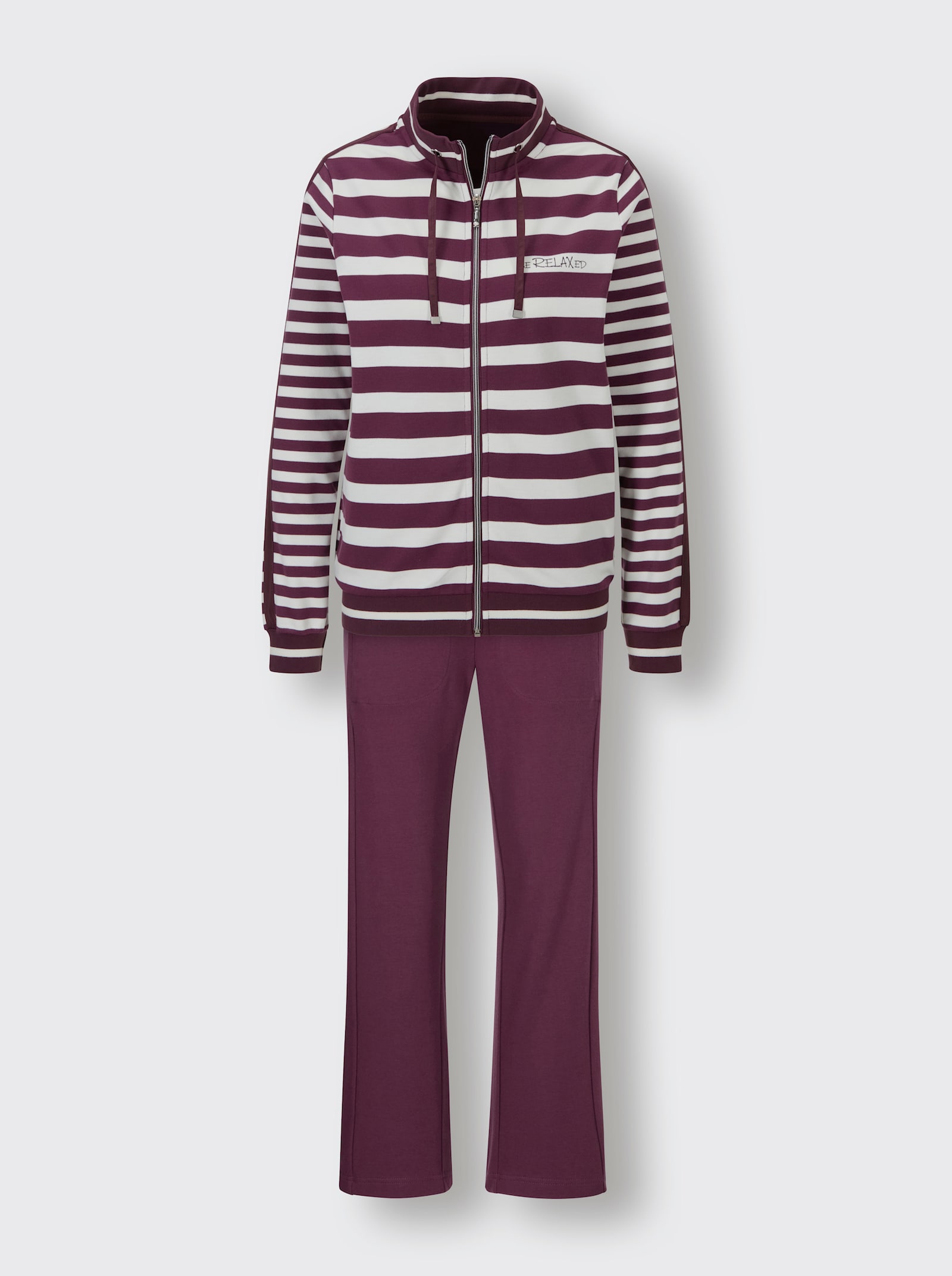 Hajo Huispak - bordeaux/wit gestreept