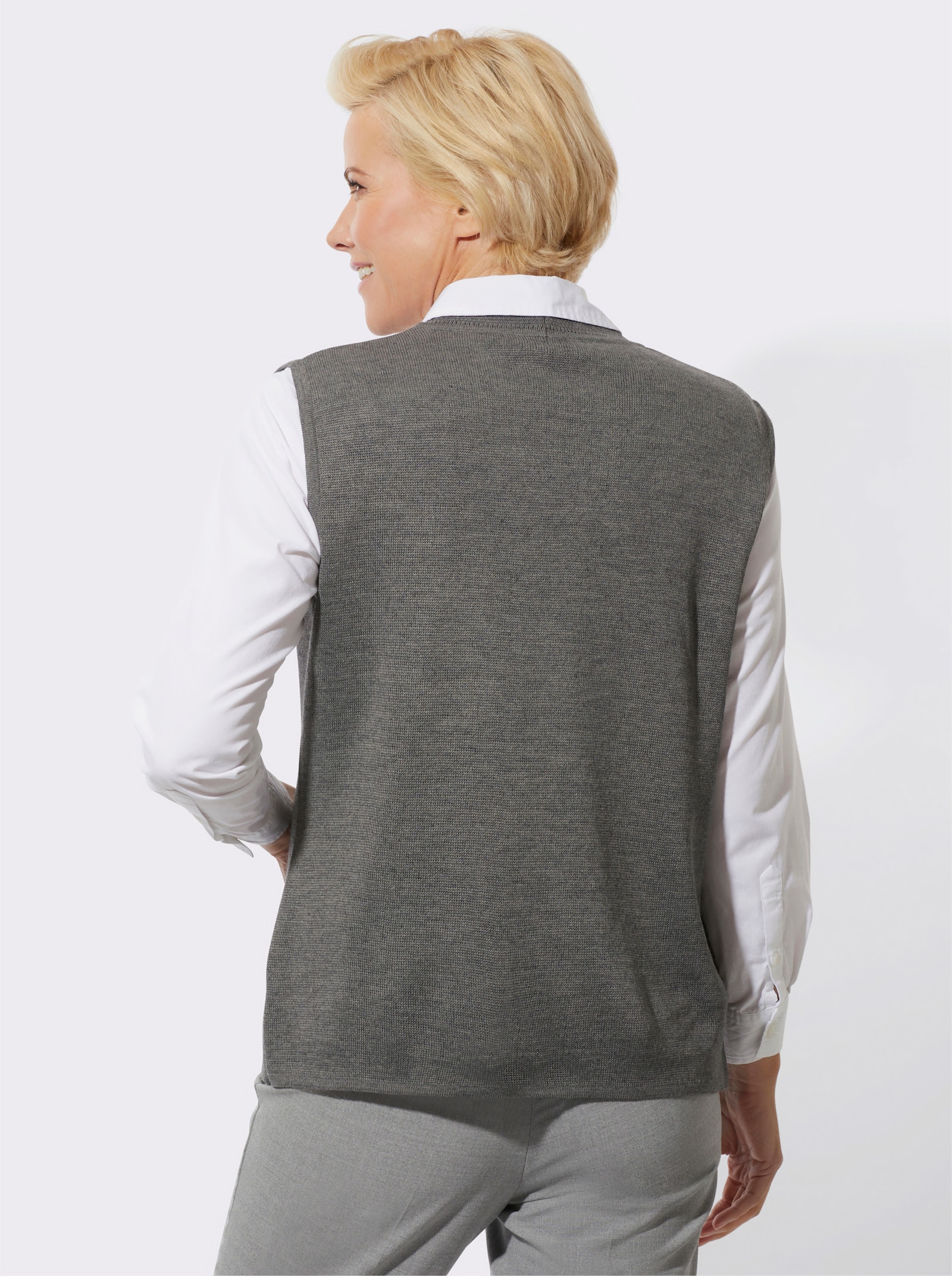 Strickweste mit Merinowolle - anthrazit