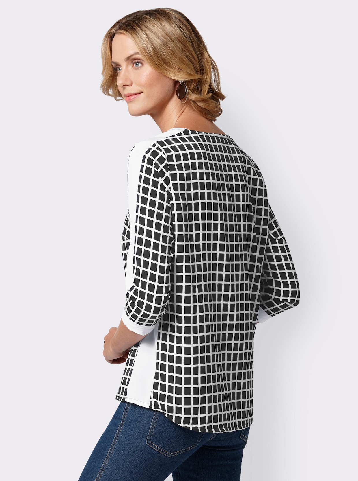 Comfortabele blouse - zwart/wit geruit