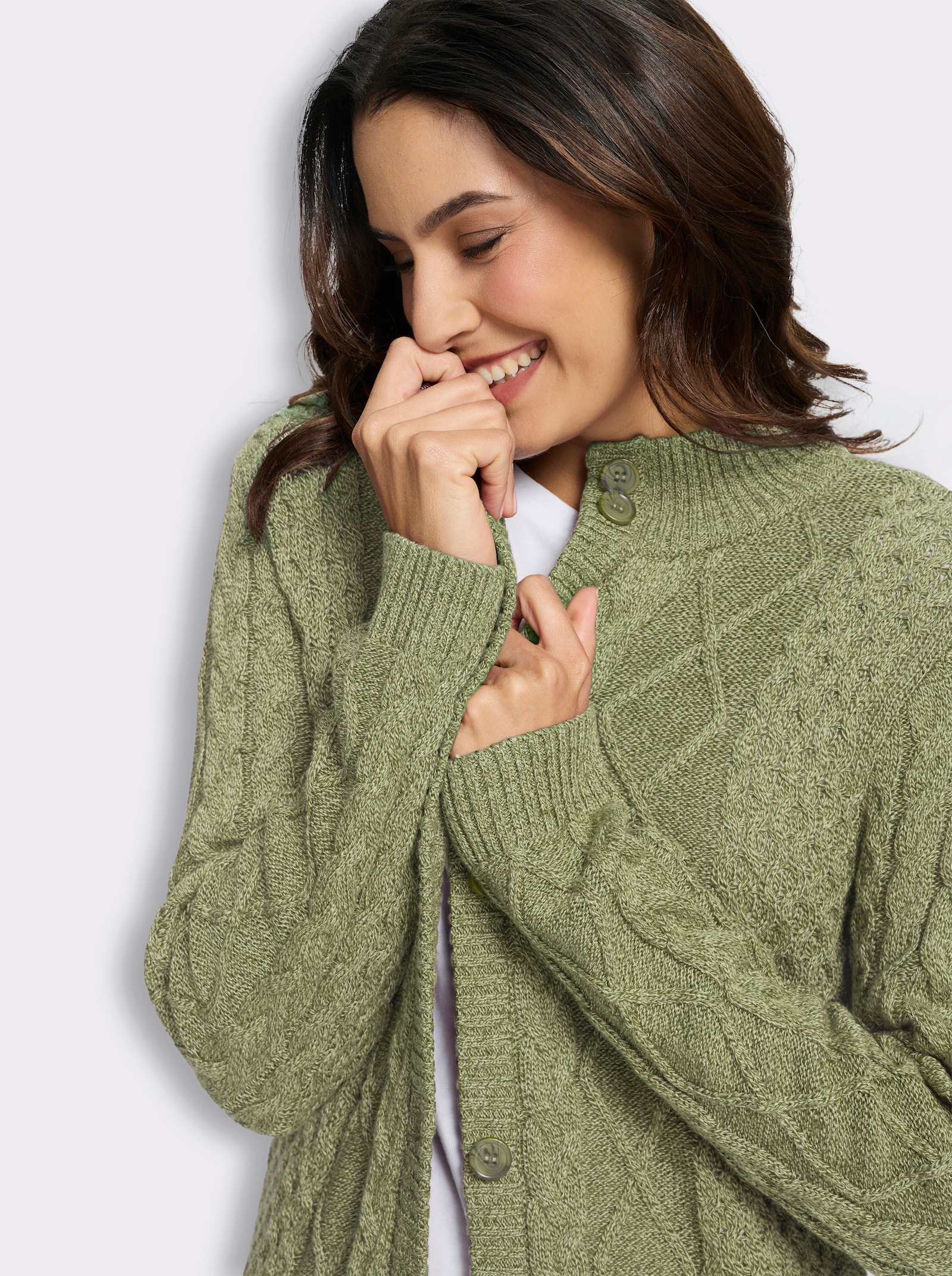 Strickjacke im Muster-Mix - schilf-meliert