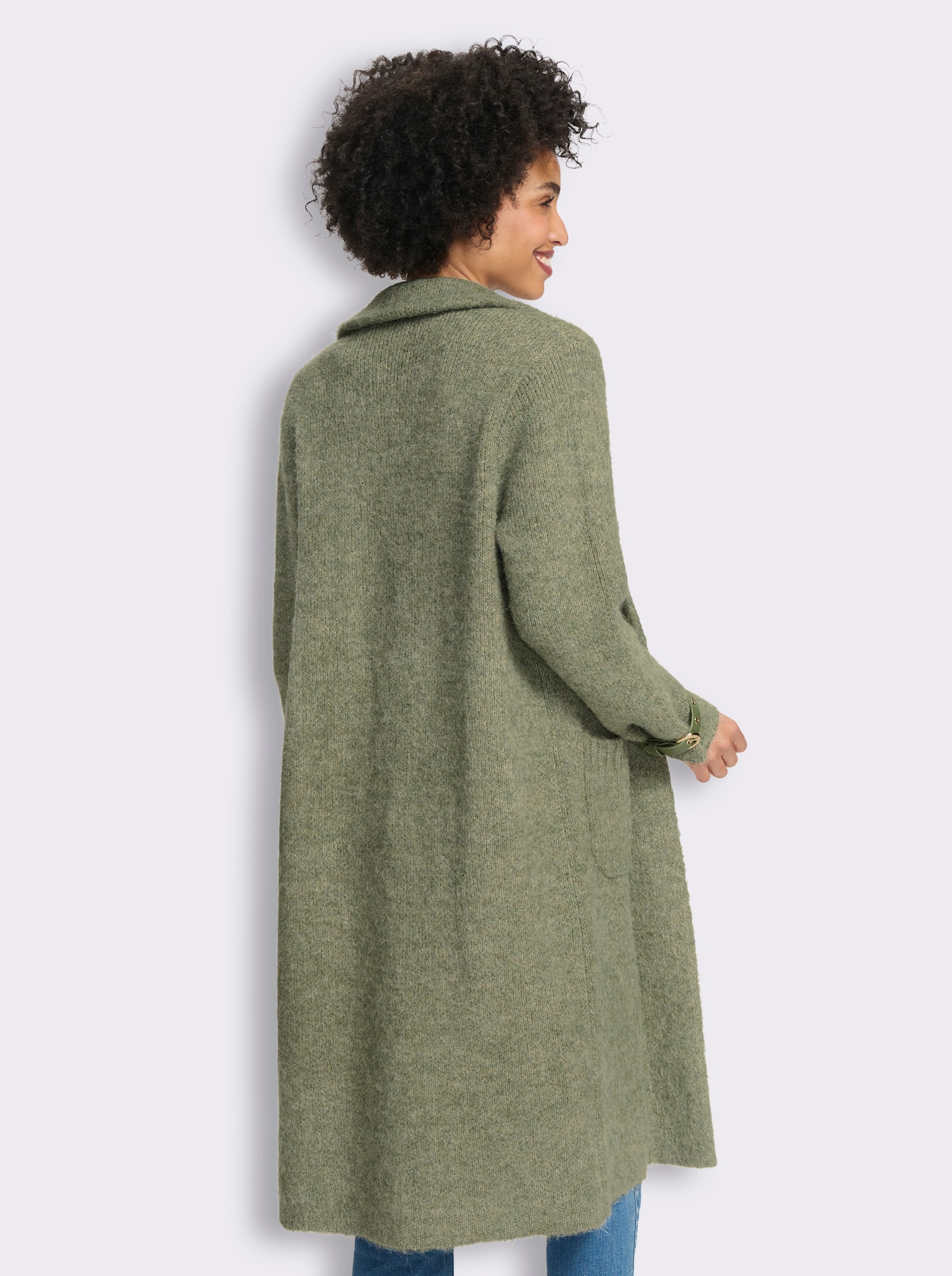 heine Strickmantel mit Taschen - khaki