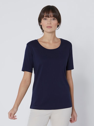 CREATION L PREMIUM Kurzarmshirt in Interlock-Qualität - marine