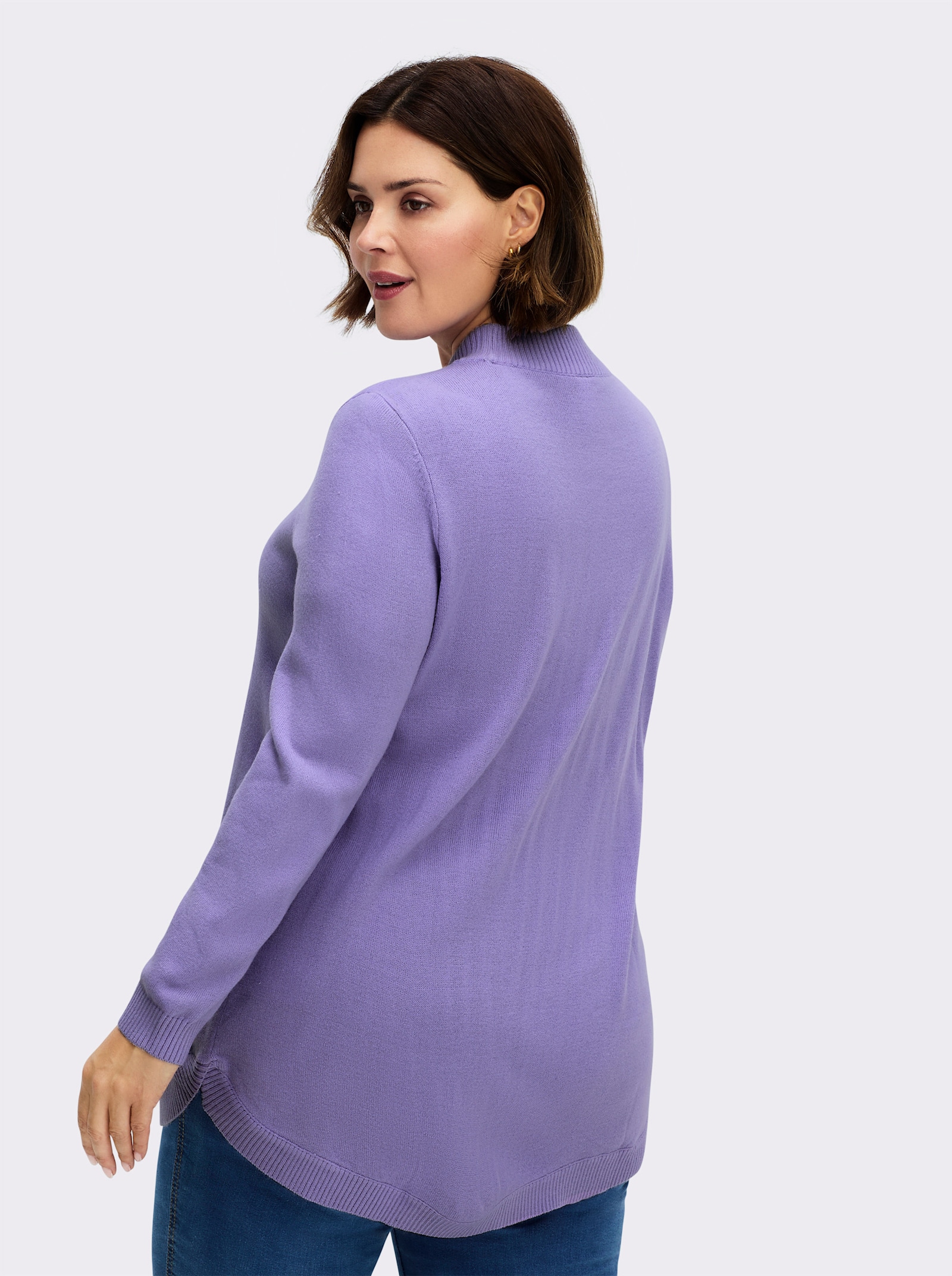 Pullover mit abgerundetem Saum - lavendel