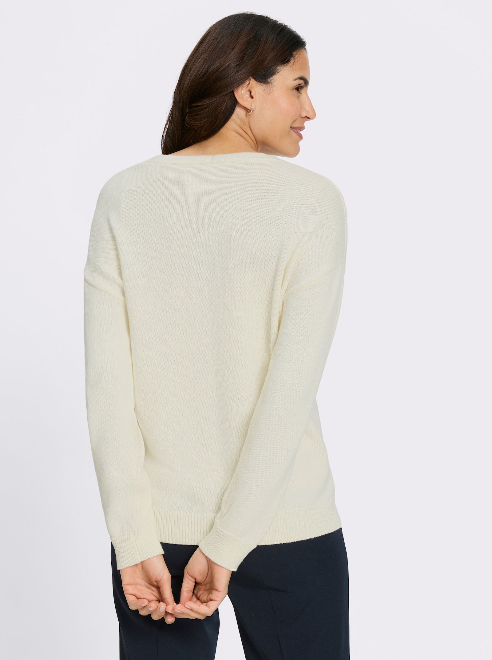 Strickjacke mit Ajour-Strick - champagner-burgund-gemustert