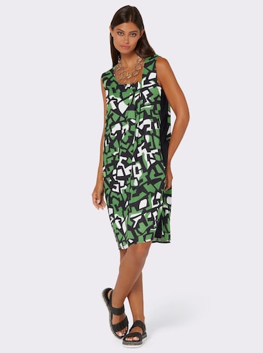 Druckkleid mit Kontrast-Partien - apfel-schwarz-bedruckt