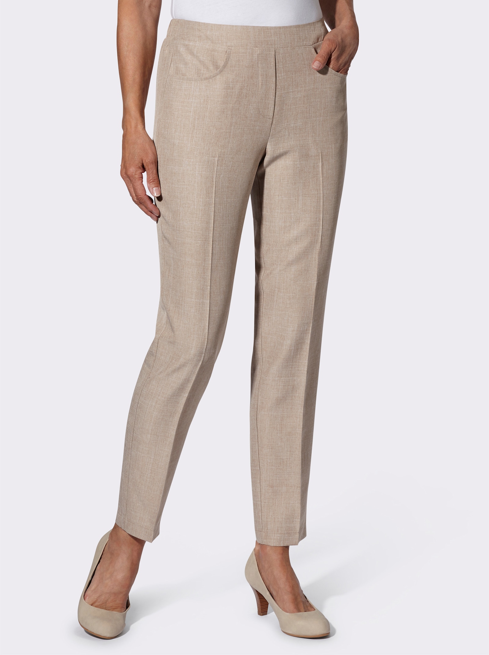 Schlupfhose mit Bügelfalten - sesam-meliert