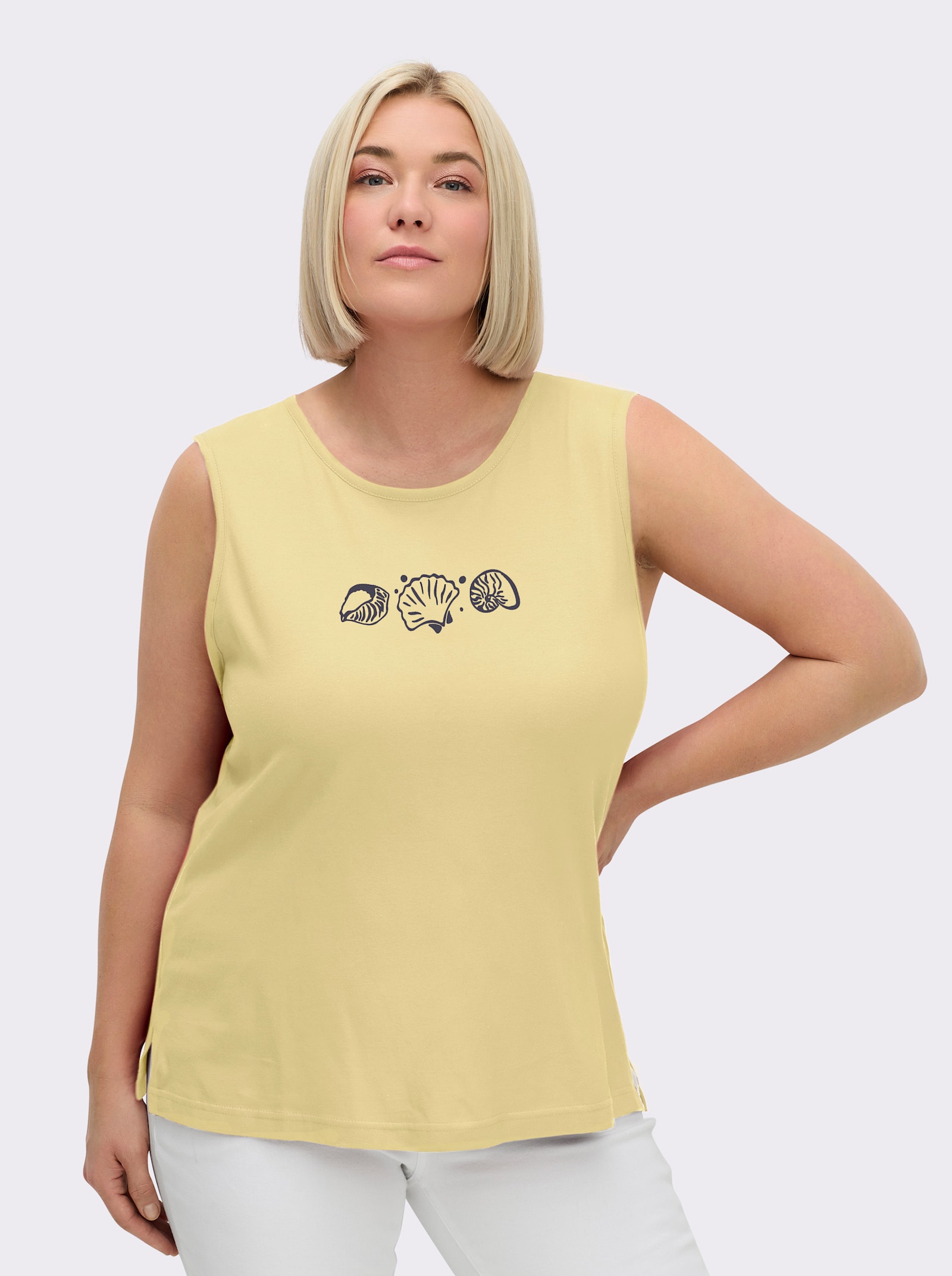 Shirttop mit Seitenschlitzen - zitrone