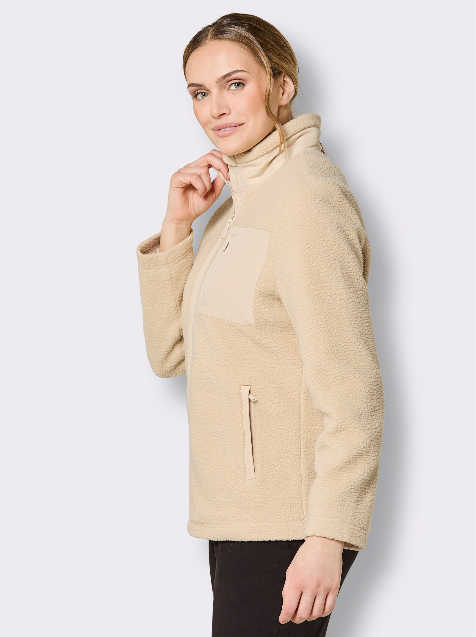 Catamaran Sports Teddy-Jacke mit 3 Reißverschluss-Taschen - sand