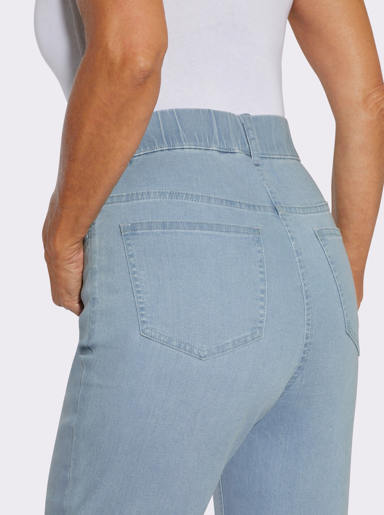 Jeans mit Rundum-Dehnbund - blue-bleached