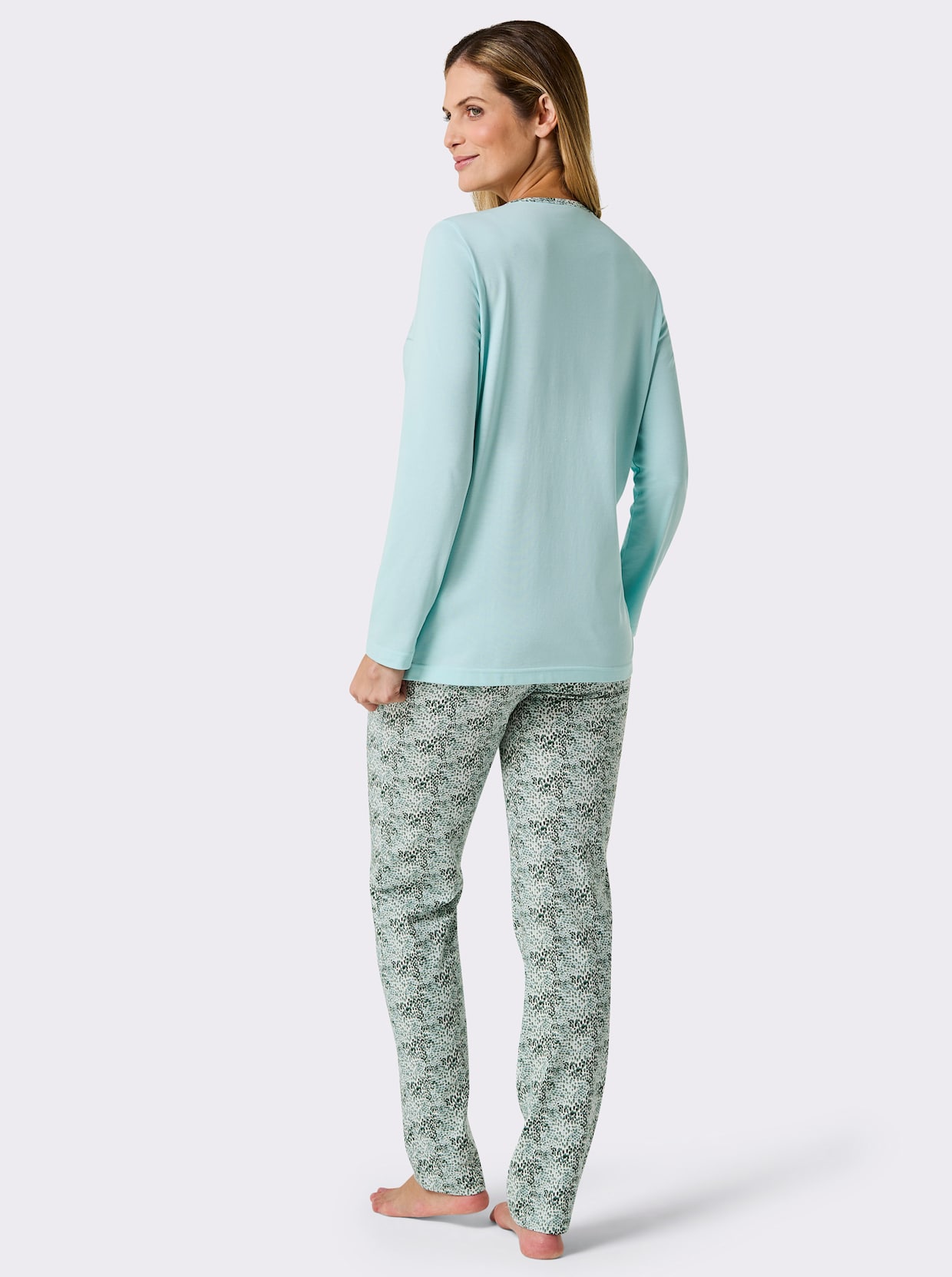 wäschepur Pyjama's - mint/ecru bedrukt + roze/ecru bedrukt