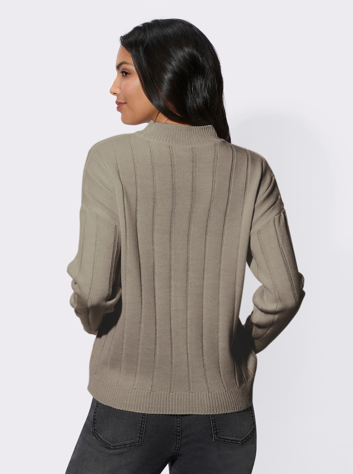 Trui met opstaande kraag - taupe