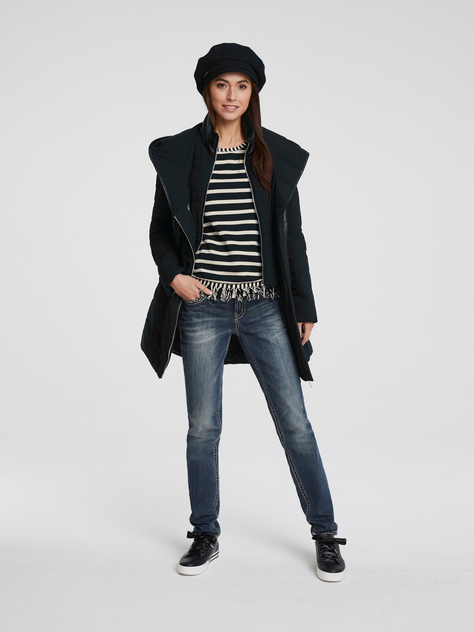 heine Steppjacke in 2-in-1-Optik - schwarz