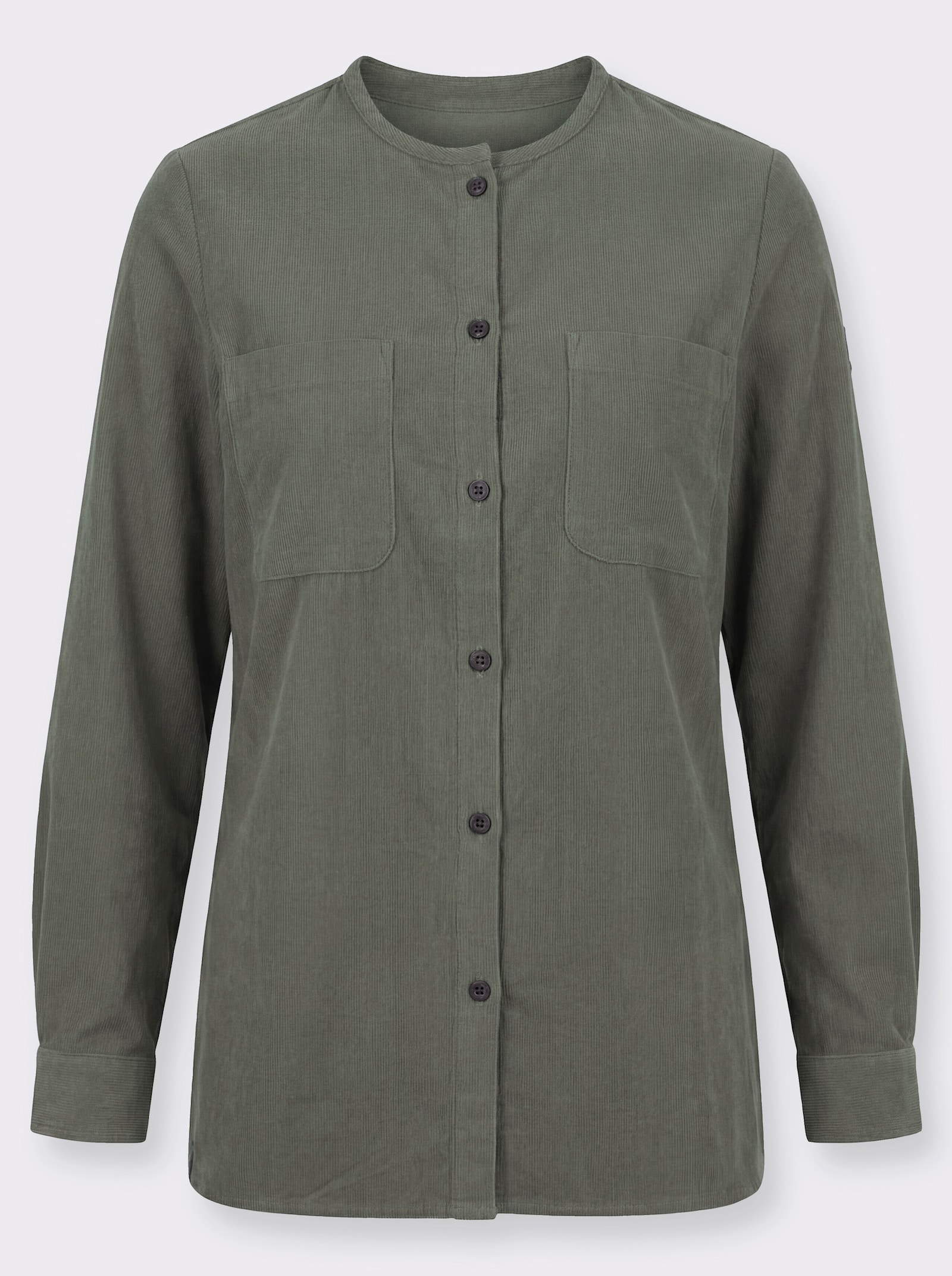 Langarmbluse in Cord-Qualität - khaki