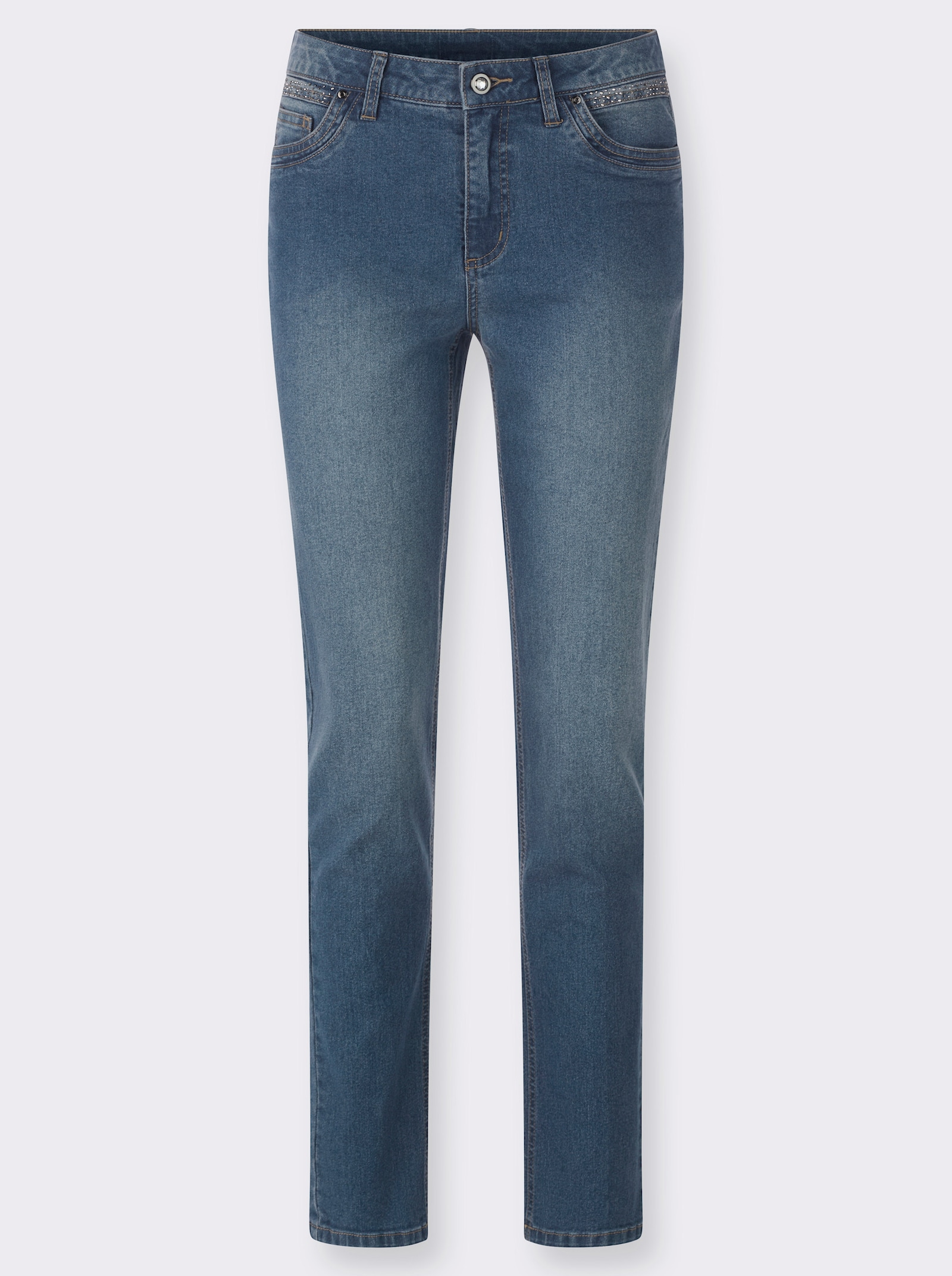 Jeans med glitterstenar - blue-bleached