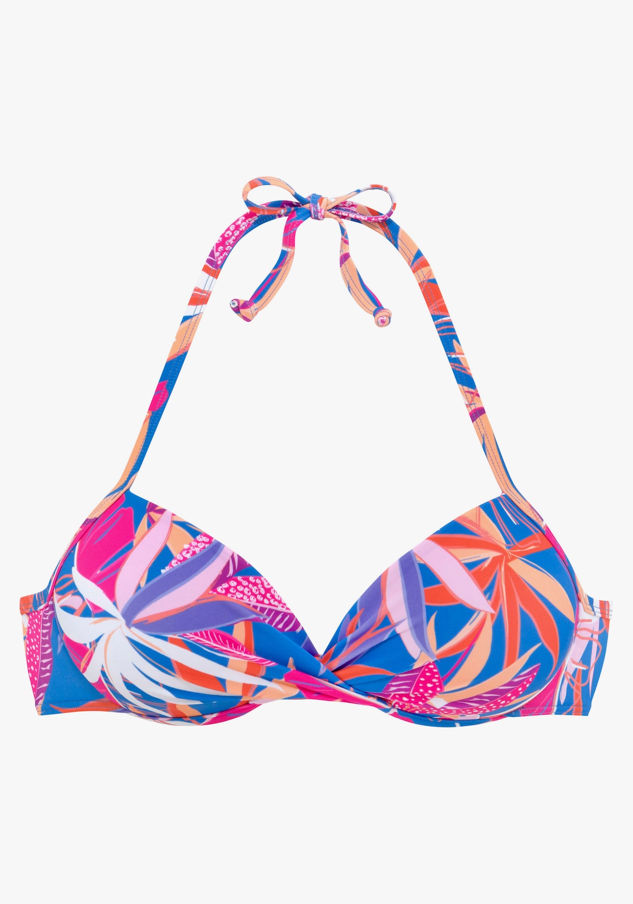 Buffalo Haut de bikini push-up - bleu-rose imprimé