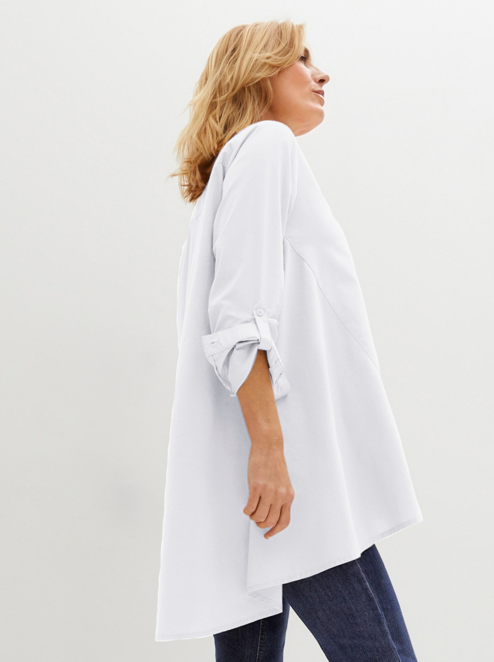 Lange blouse in A-silhouet - wit
