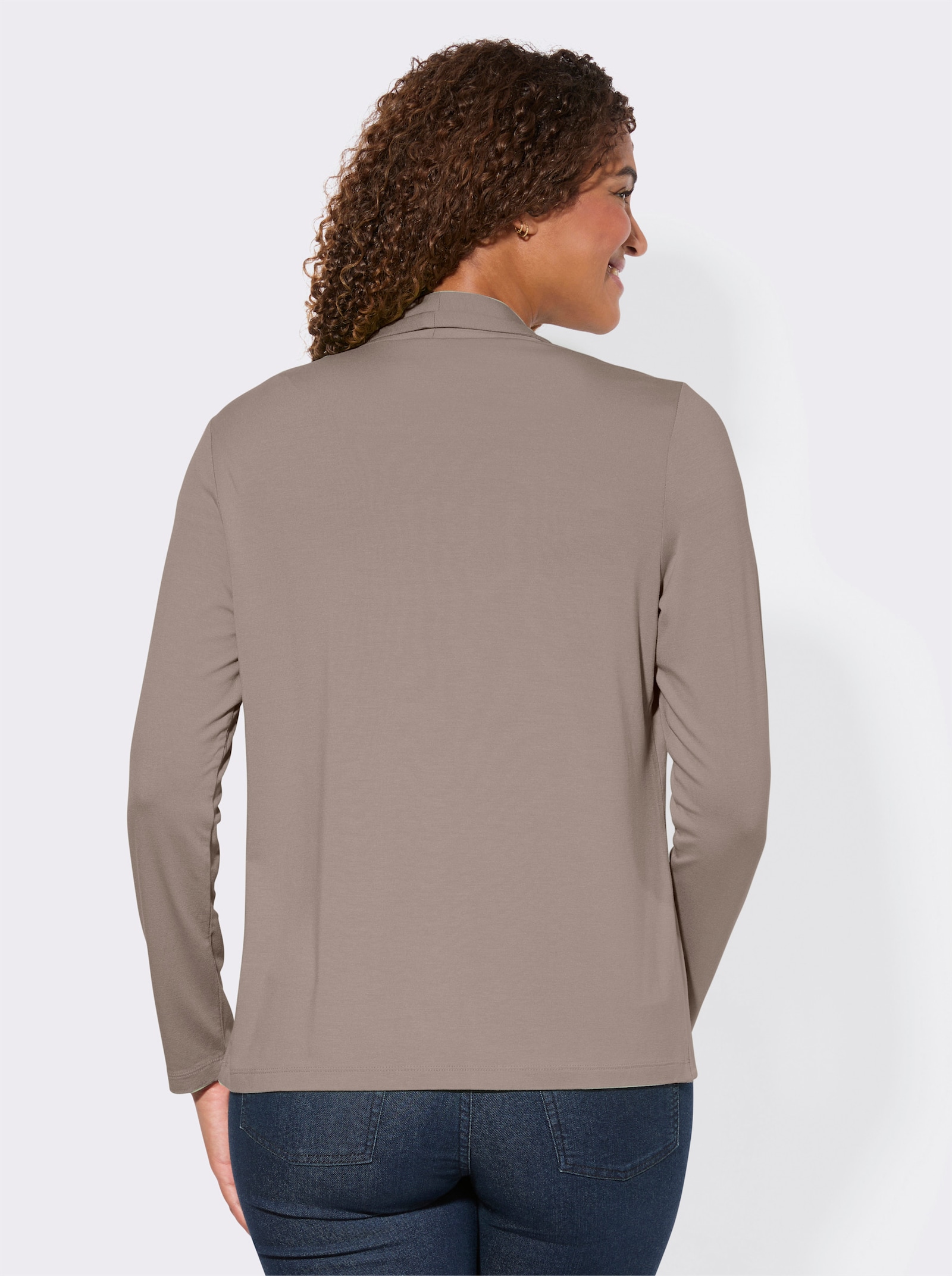 Shirtjacke mit Schalkragen - taupe