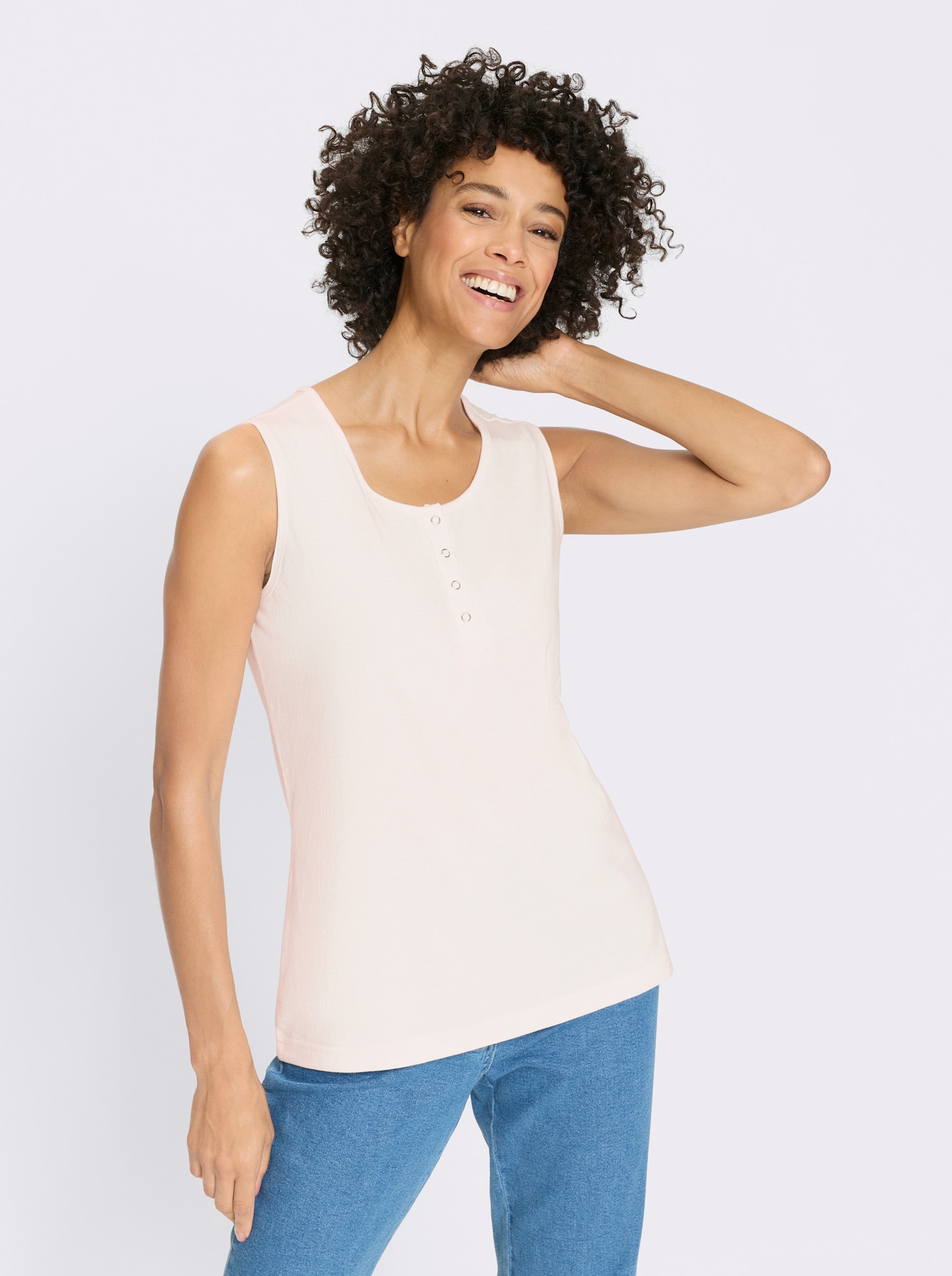 Linne med kort knappslå - gräddvit