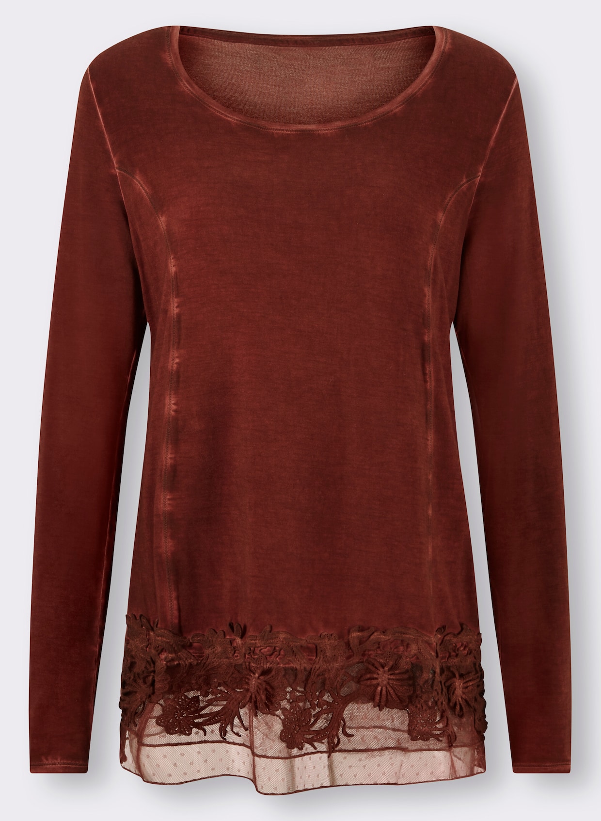 heine Shirt met ronde hals - roodbruin