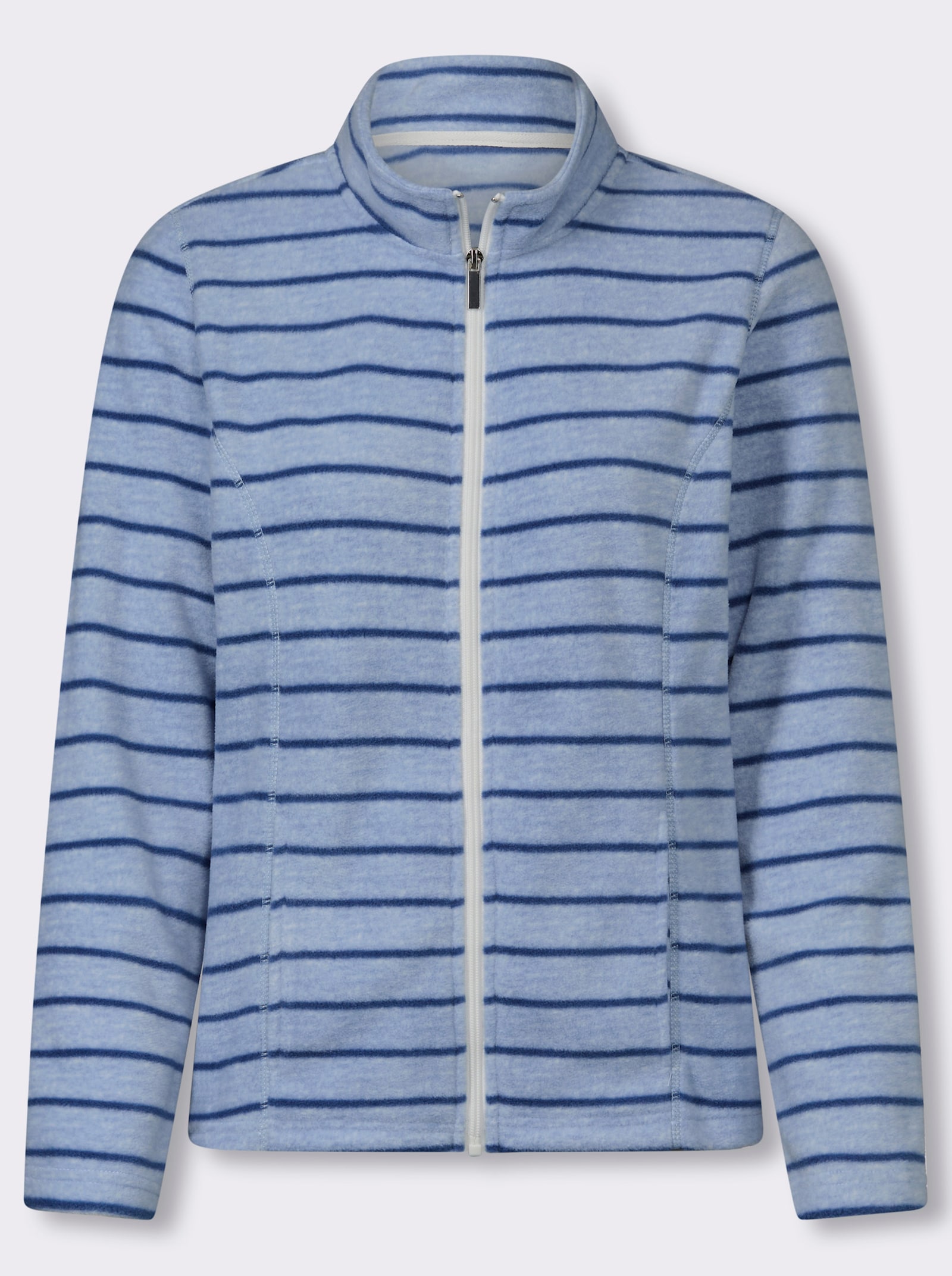 Fleecejacke in pflegeleichter Qualität, gestreift - jeansblau-bleu-meliert