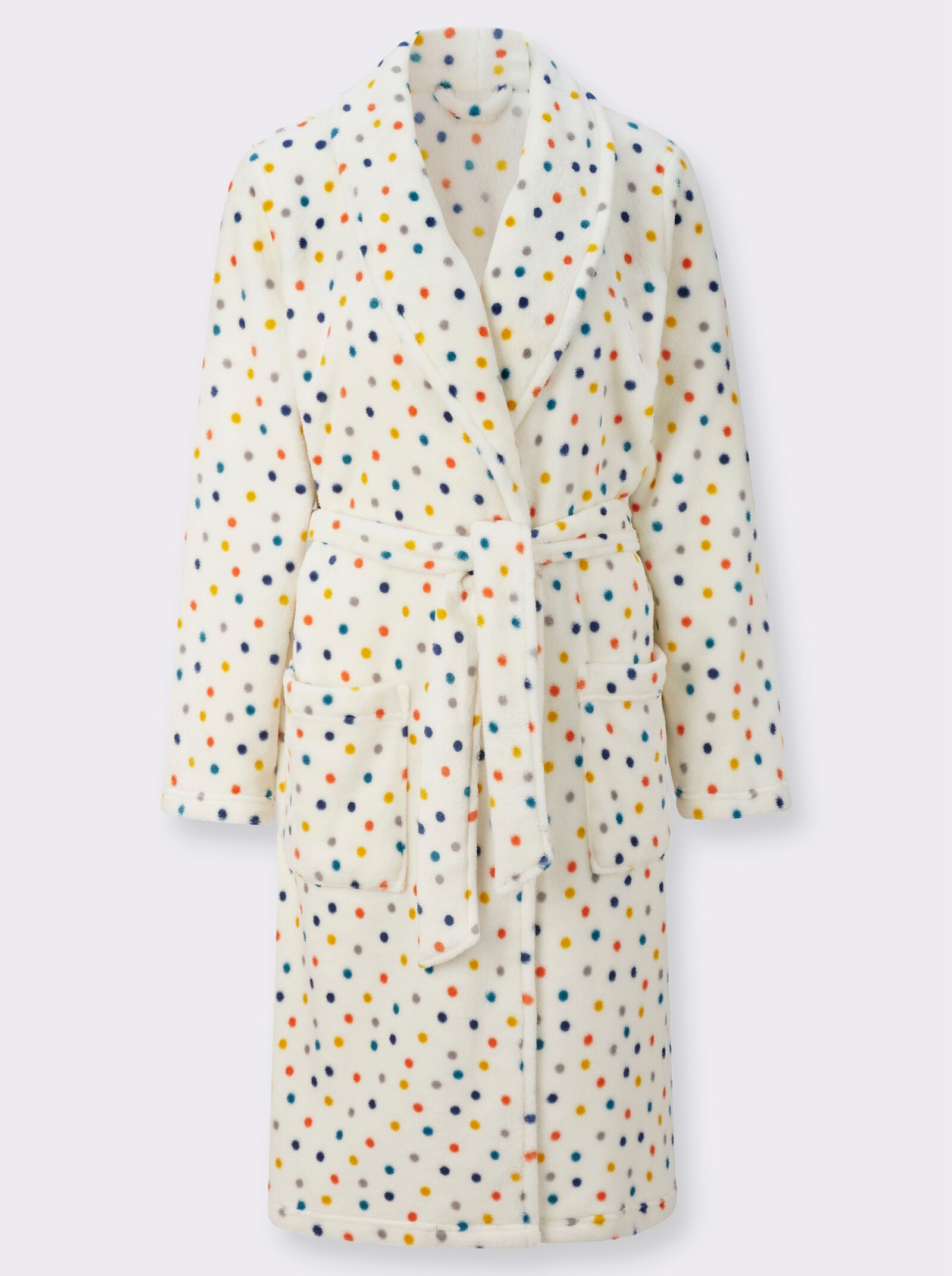 Morgenmantel mit Schalkragen - ecru-bunt