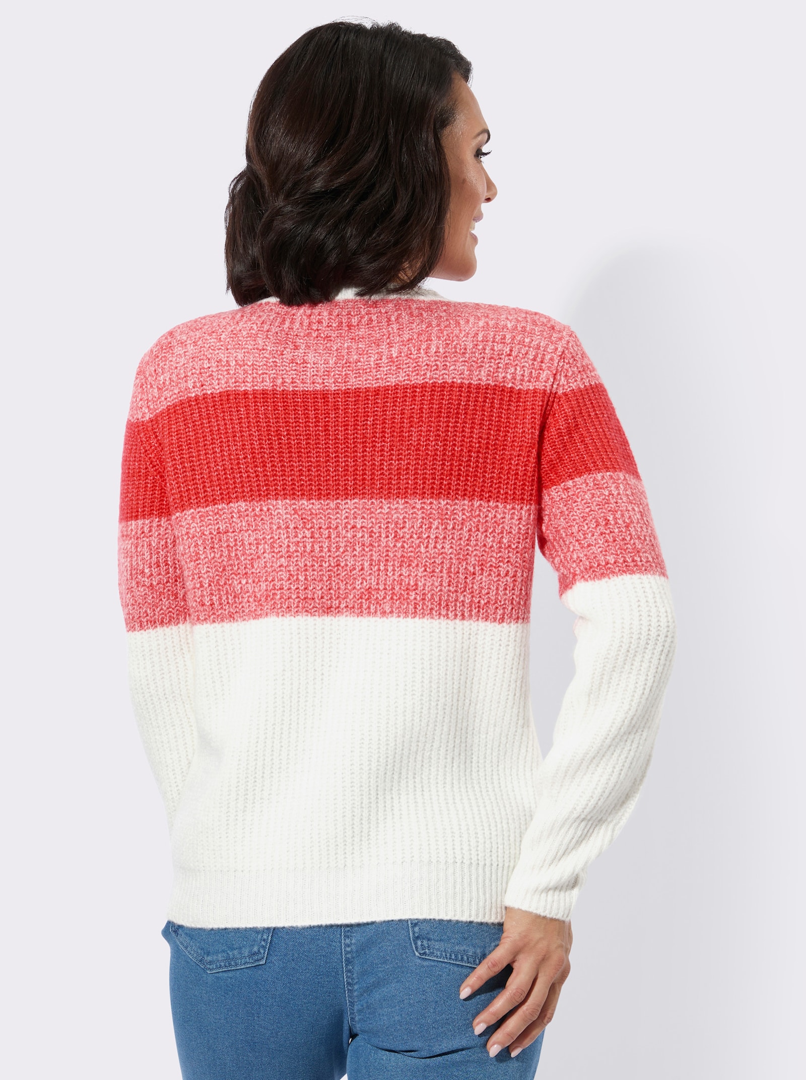 Rundhalspullover - hummer-ecru-gemustert