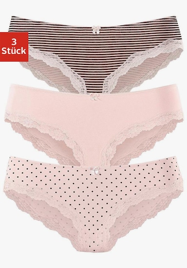 LASCANA Slip - roze gestippeld, gestreept, effen