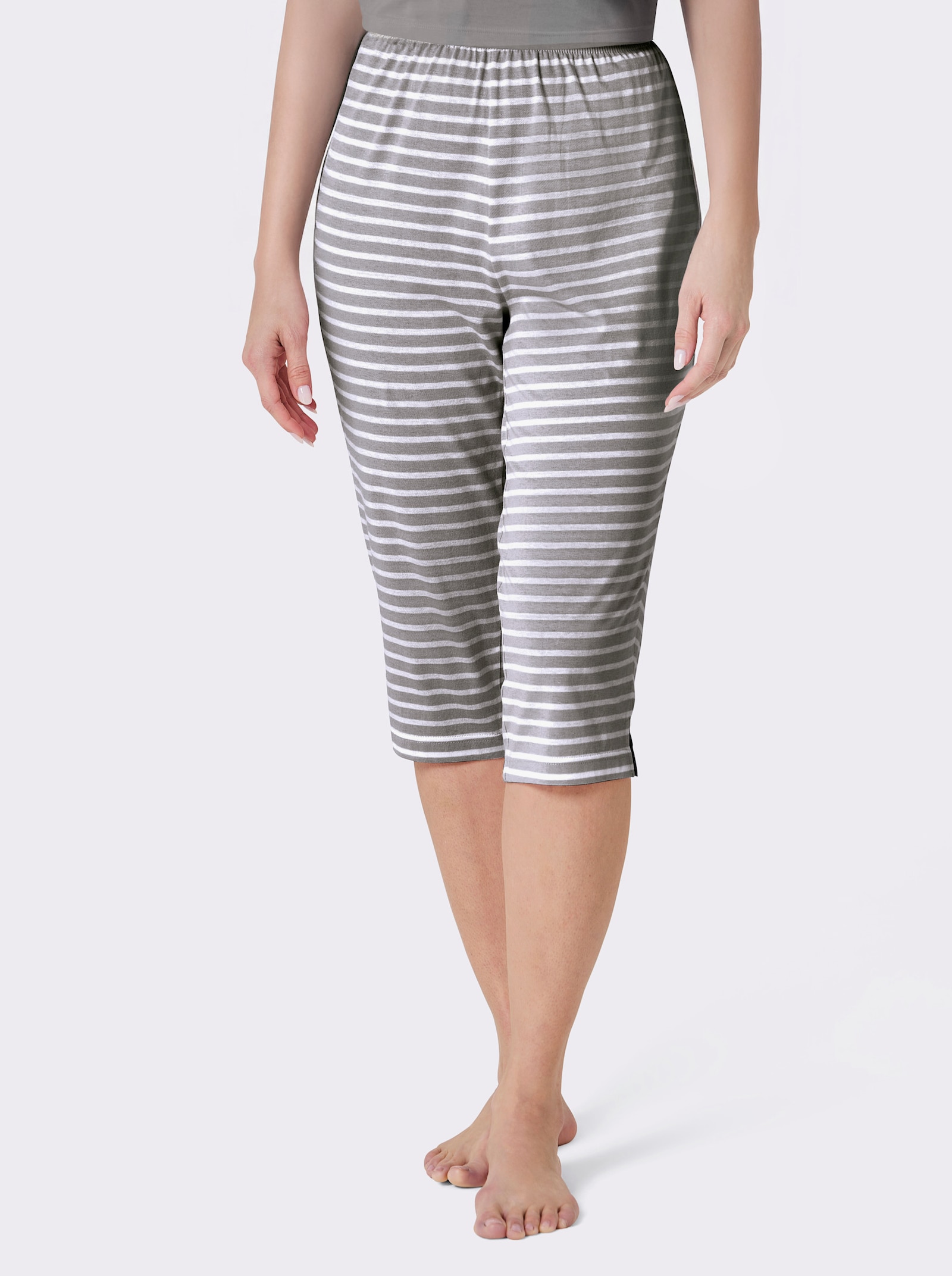 wäschepur Capri-legging - steengrijs/wit gestreept