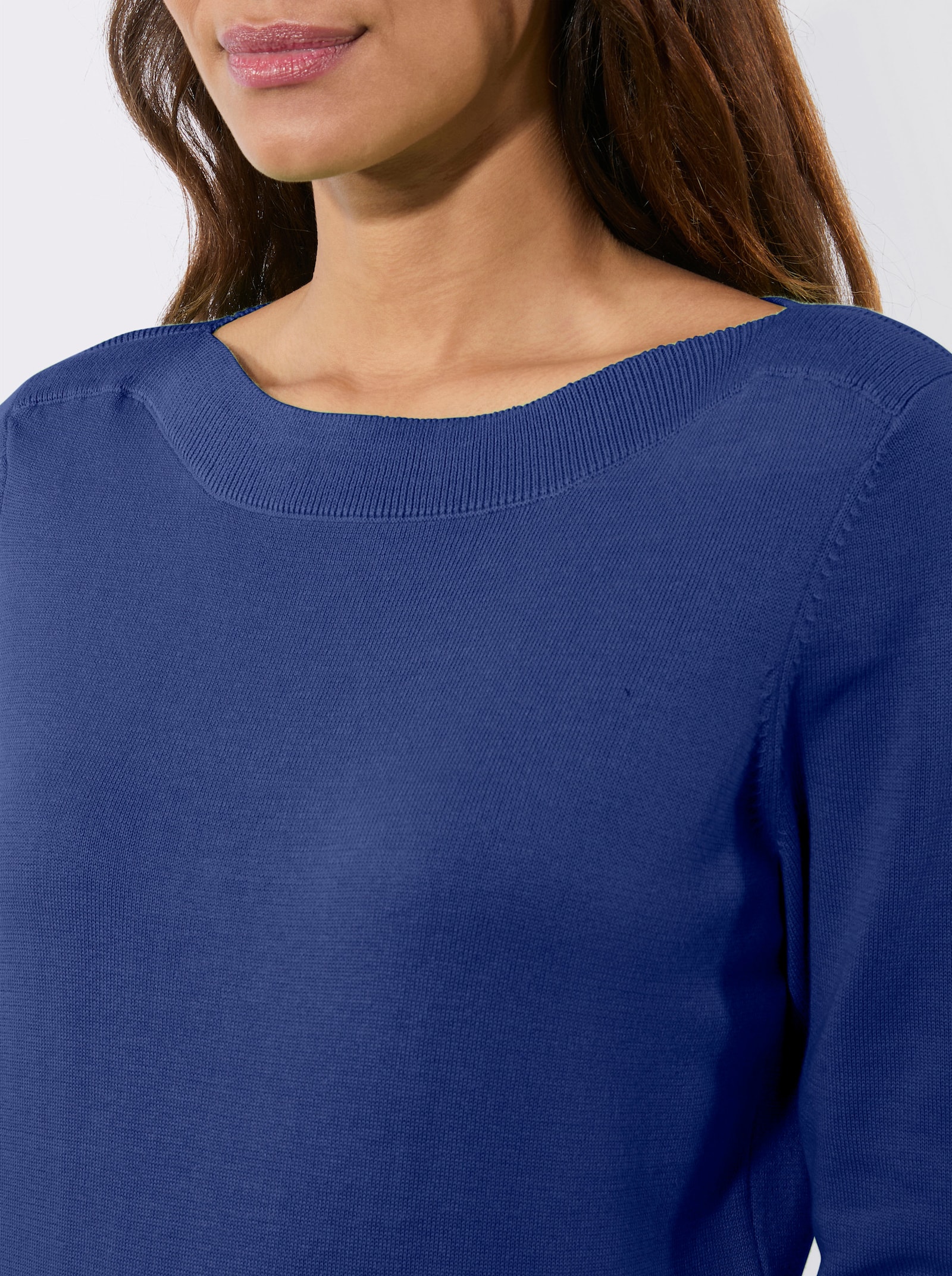 Pullover met 3/4-mouwen en boothals - koningsblauw