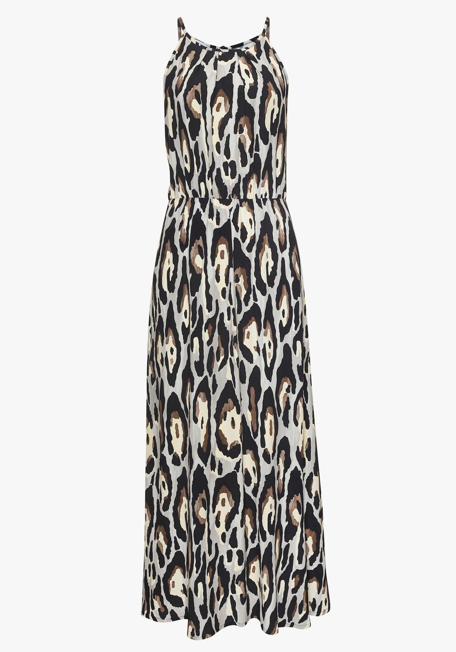 LASCANA Maxikleid - schwarz-grau-gelb bedruckt